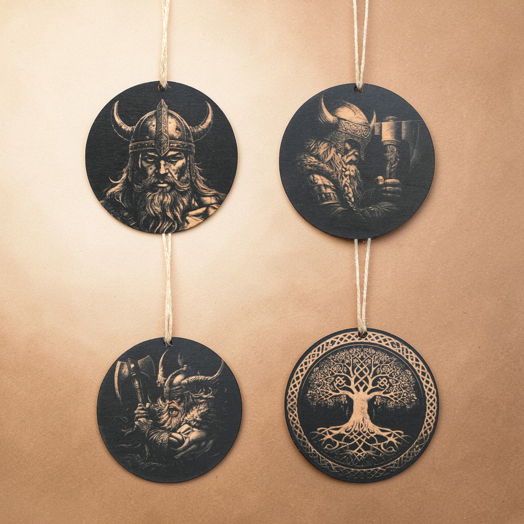 Ornament - Black - Viking - Set of 4