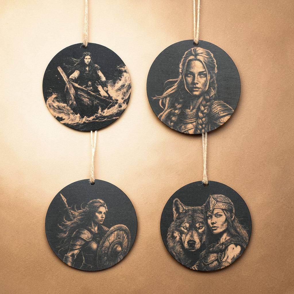Ornament - Black - Lady Viking - Set of 4