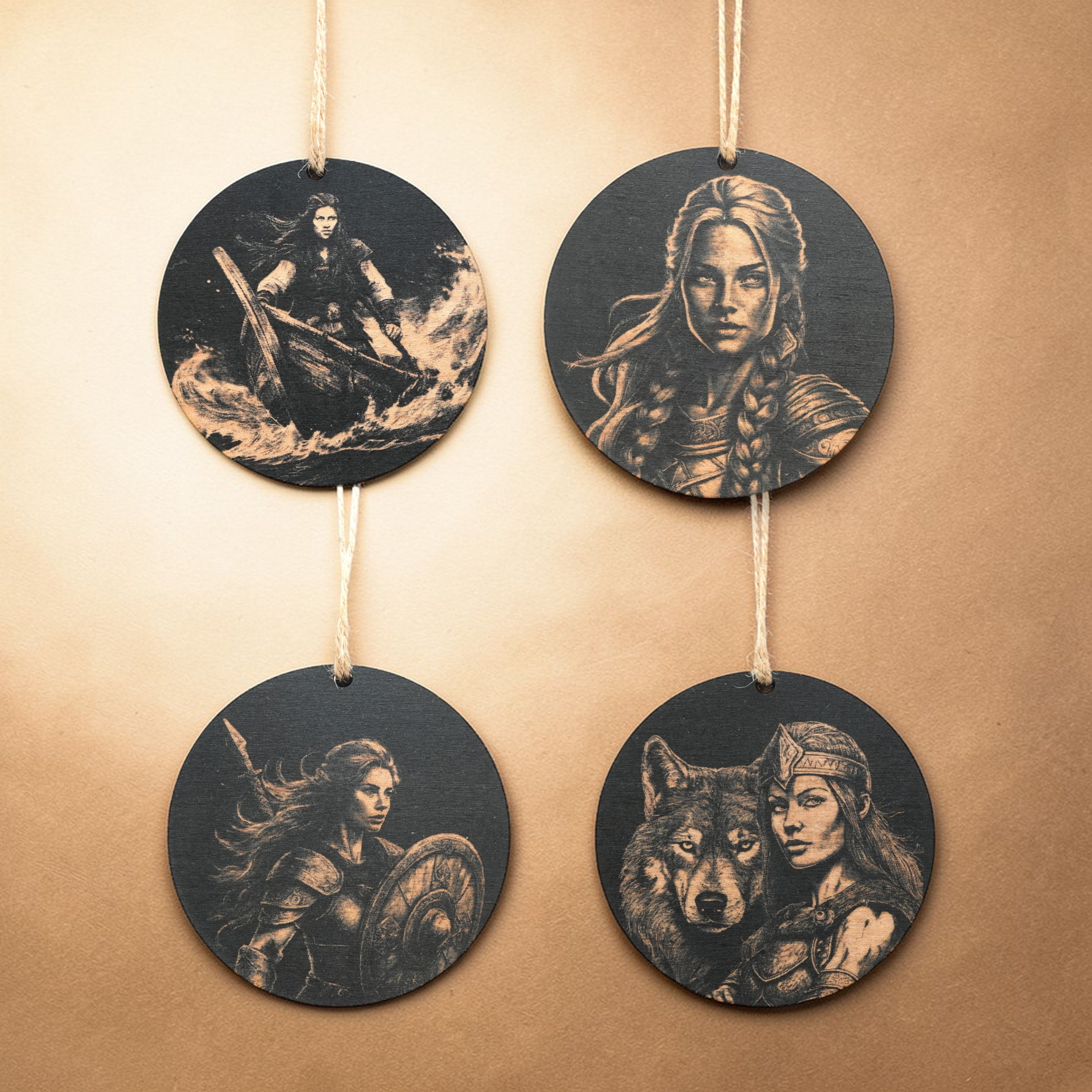 Ornament - Black - Lady Viking - Set of 4