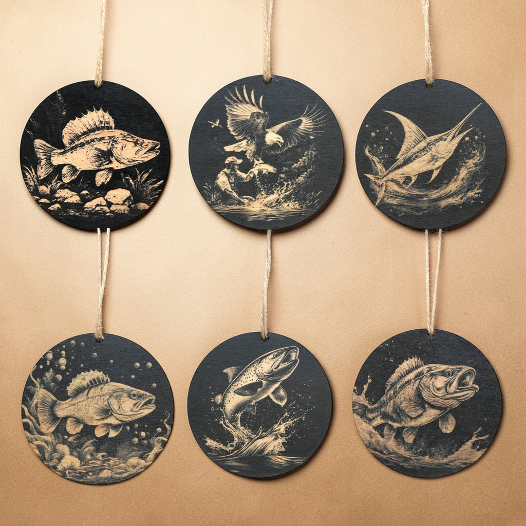 Ornament - Black - Fish - Set of 6
