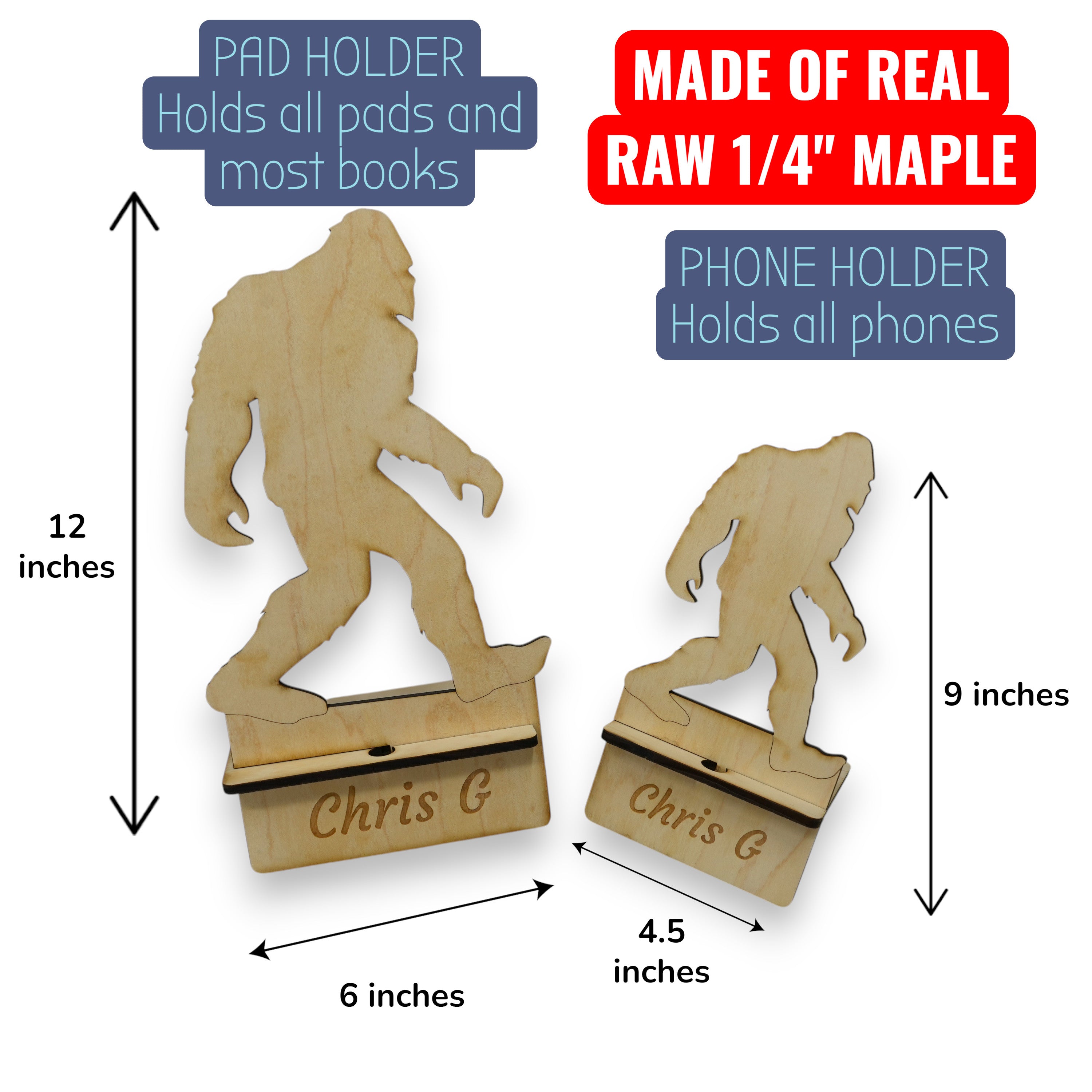 Easel - PERSONALIZED - Cell phone and Pad - Bigfoot Sasquatch