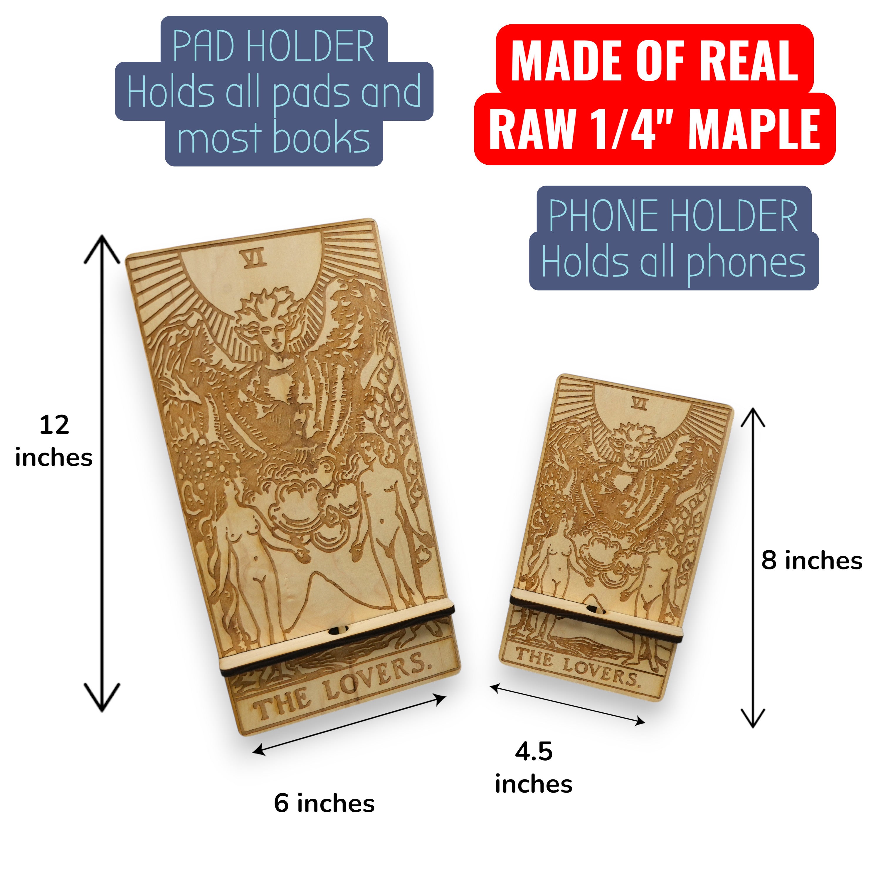 Easel - Cell phone and Pad - The Lovers Tarot Card