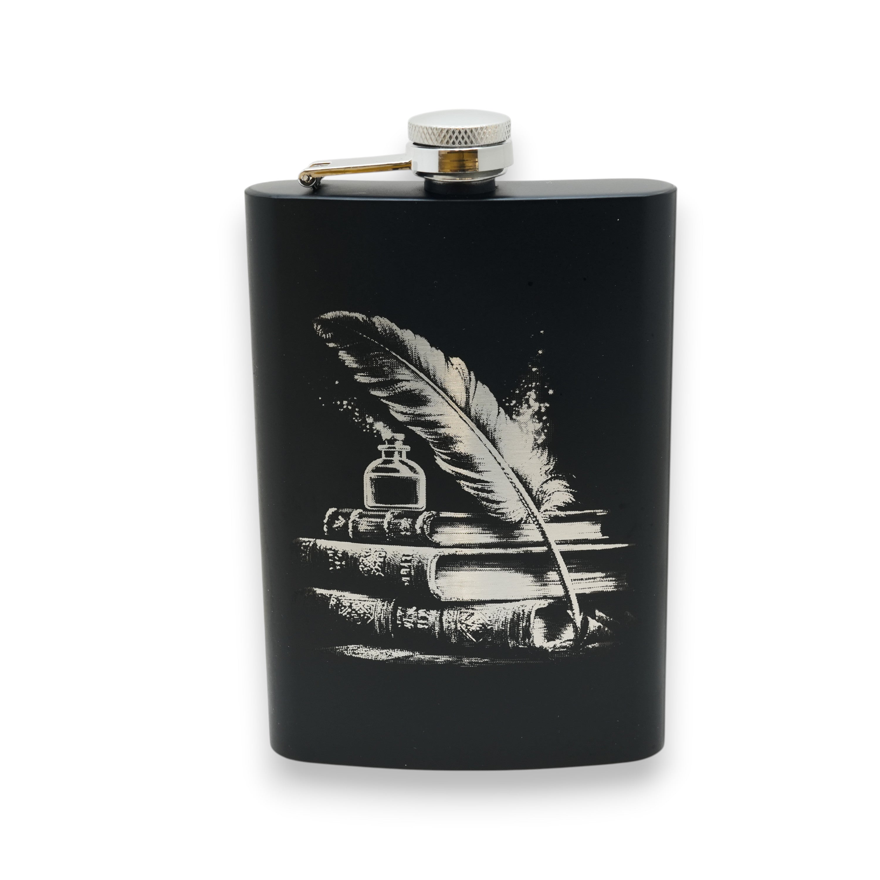 8oz Black - Fantasy Feaher - Black Flask
