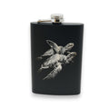 8oz Black - Underwater Sea Turtles - Black Flask