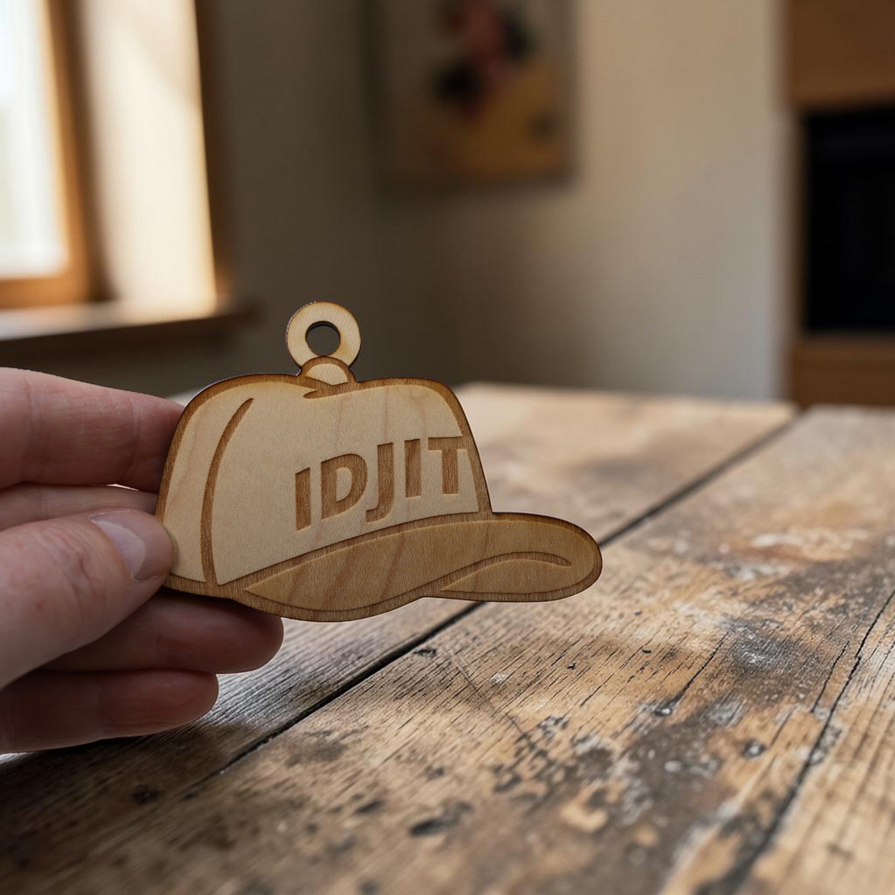 Ornament - Idjit - Raw Wood 3x3in