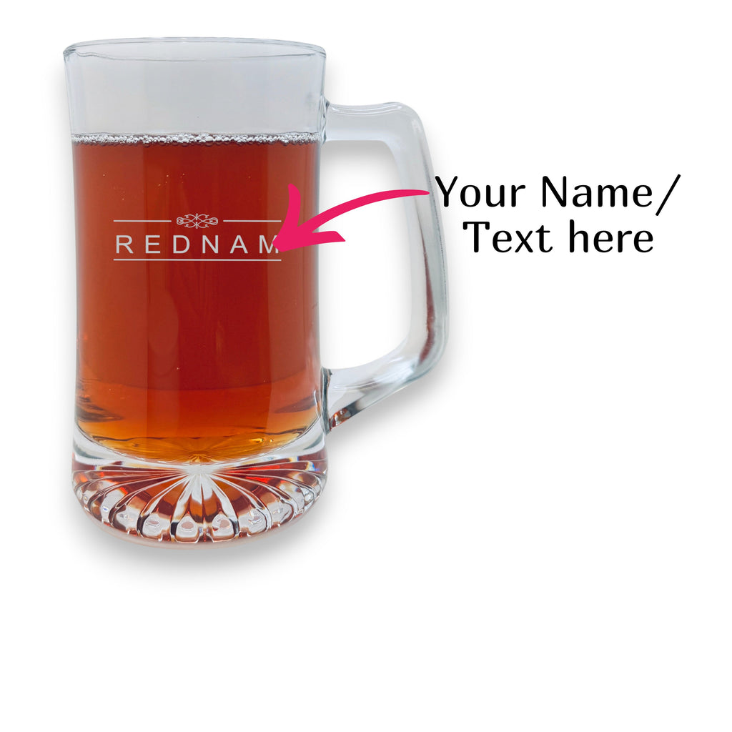 Personalized - 10oz Rocks glass and 25oz Beer mug with handle