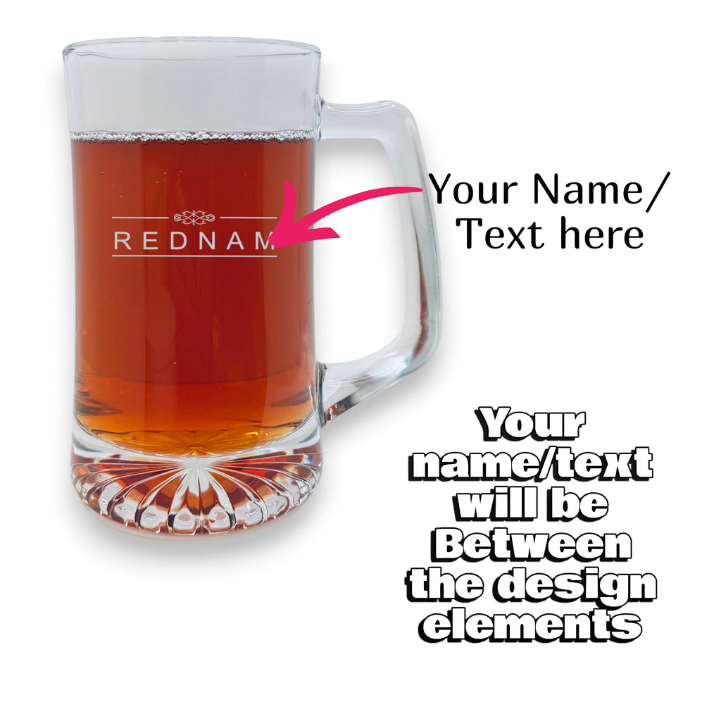 Personalized - 10oz Rocks glass and 25oz Beer mug with handle