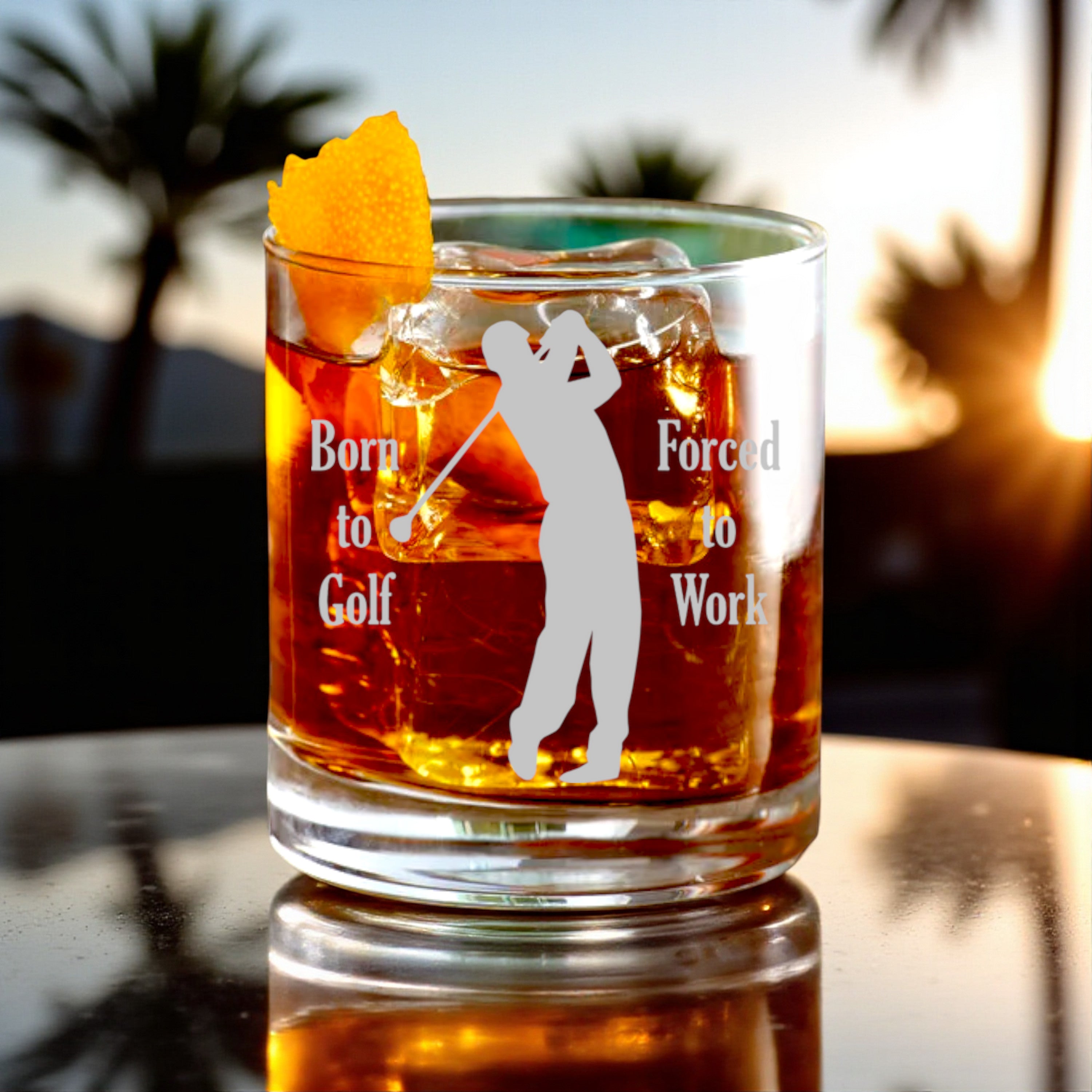 Rocks Glass - Born to Golf Forced to Work - Double Old Fashioned