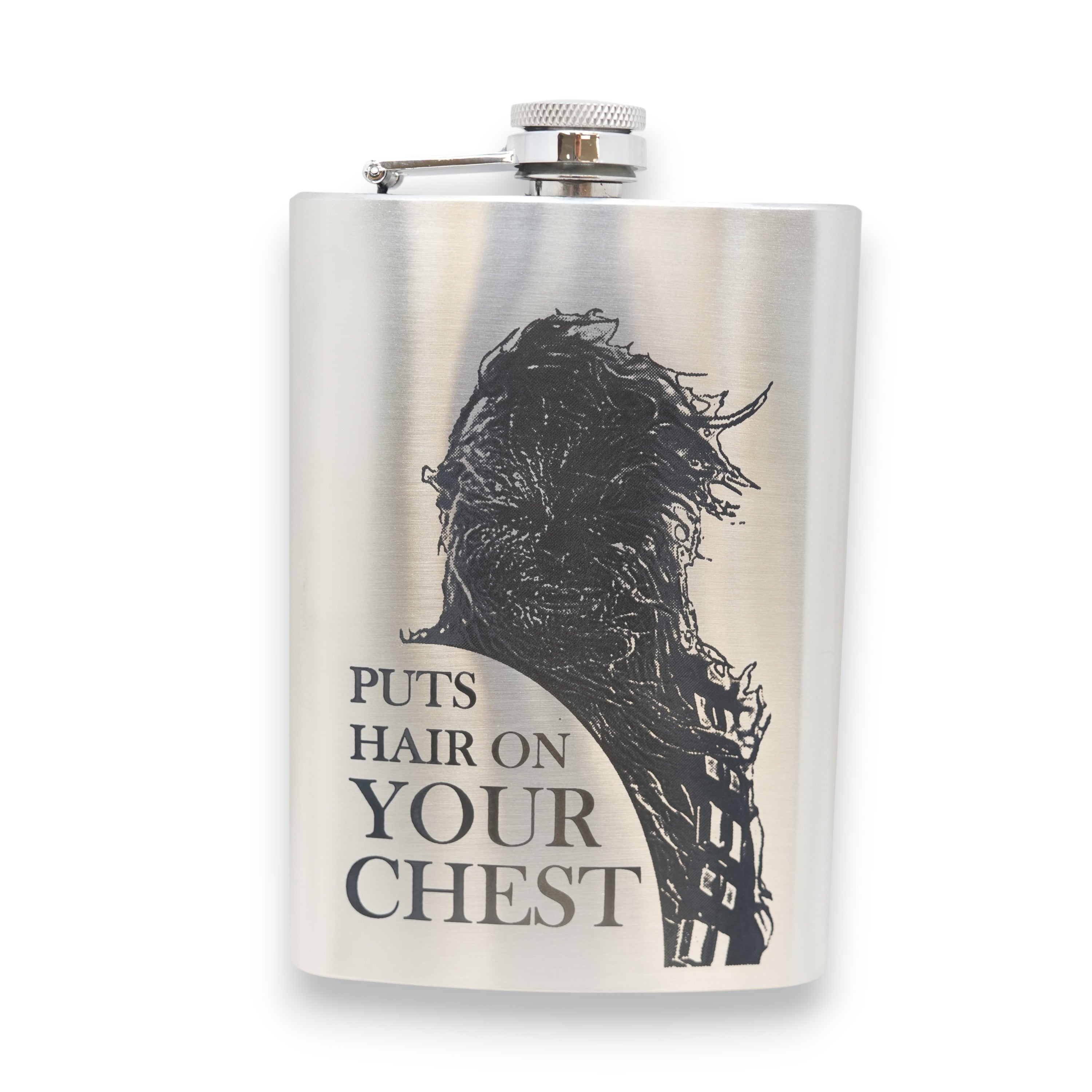 8oz Puts Hair on Your Chest Stainless Steel Flask