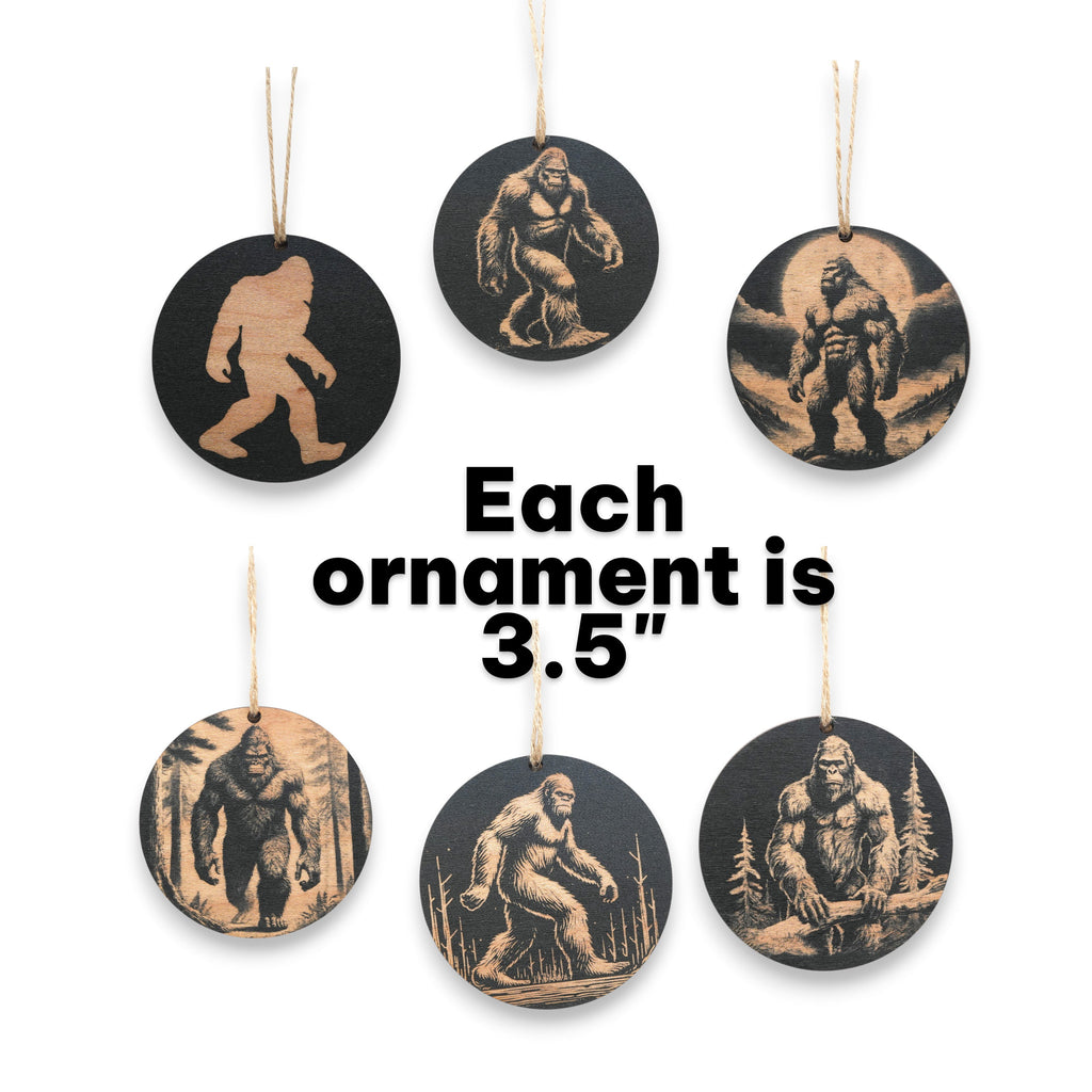 Ornament - Black - Bigfoot Sasquatch - Set of 6