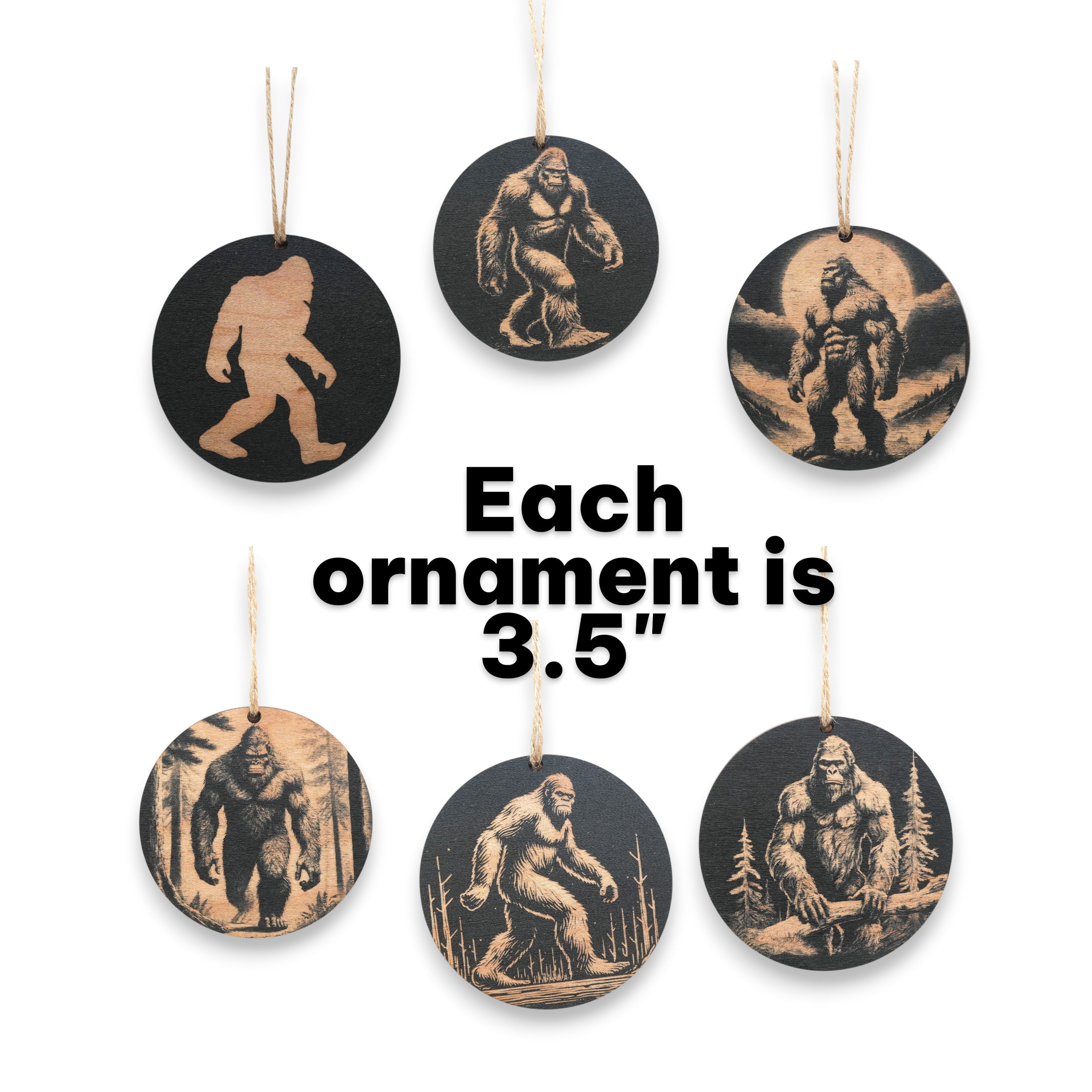 Ornament - Black - Bigfoot Sasquatch - Set of 6