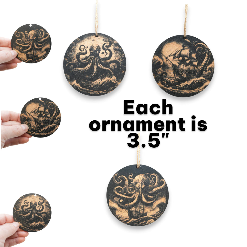 Ornament - Black - Kraken - Set of 3
