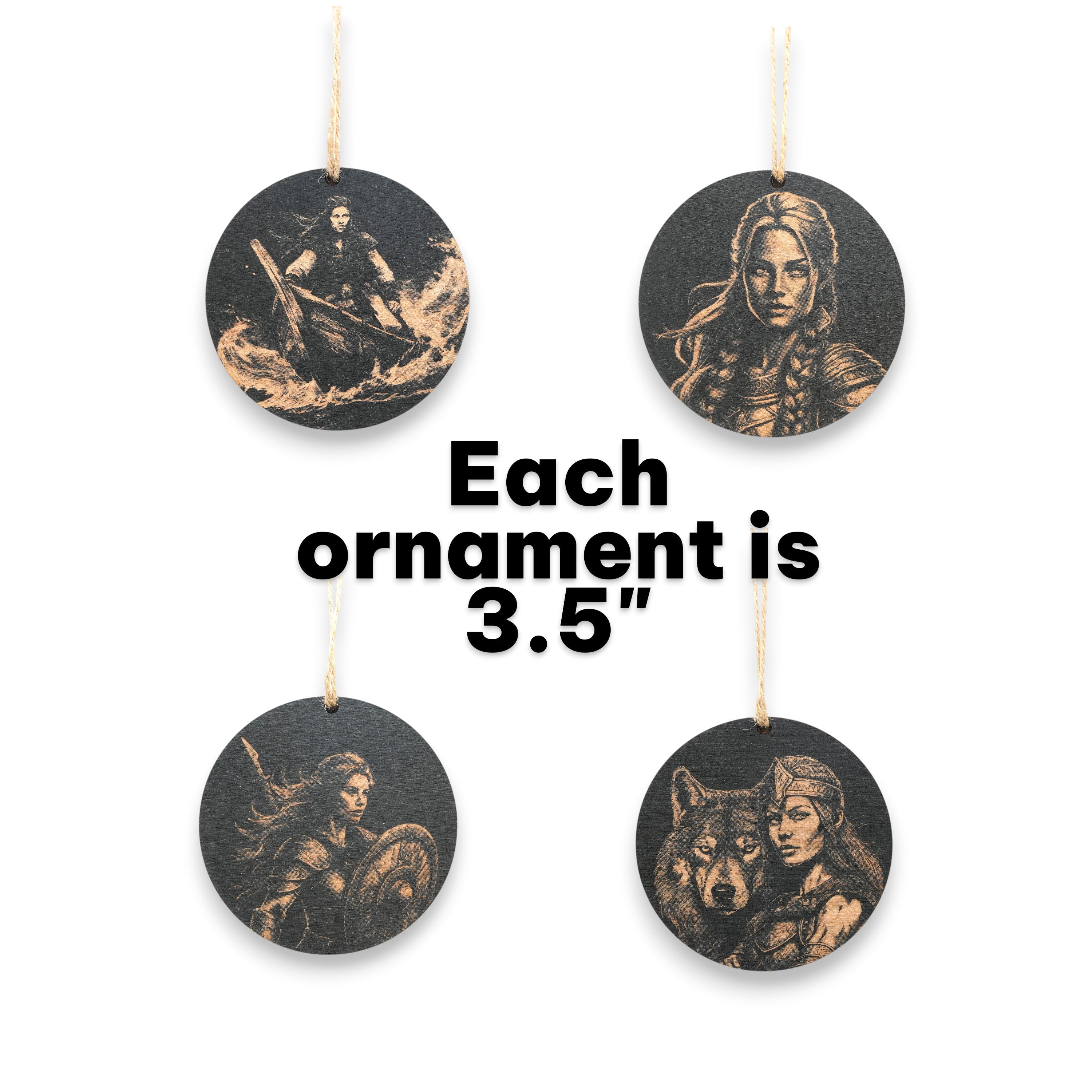 Ornament - Black - Lady Viking - Set of 4