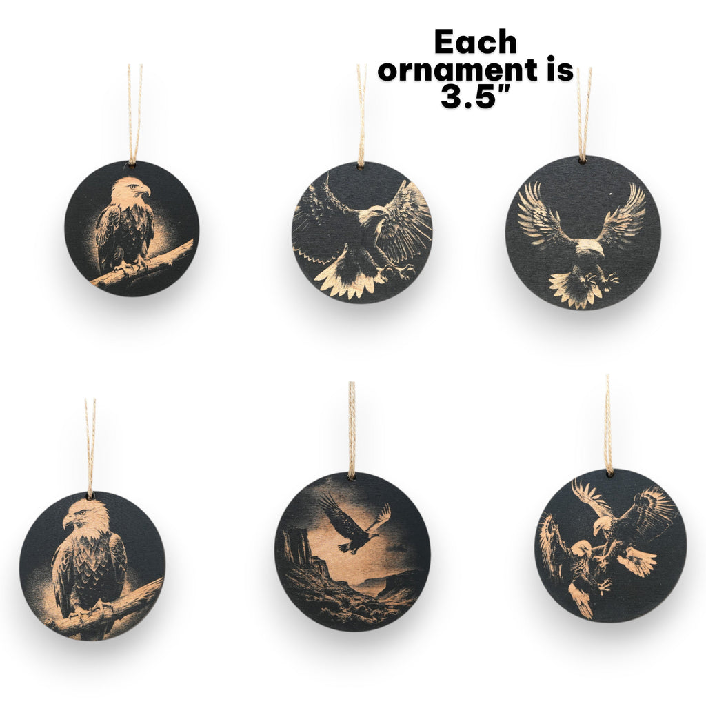 Ornament - Black - Bald Eagle - Set of 6