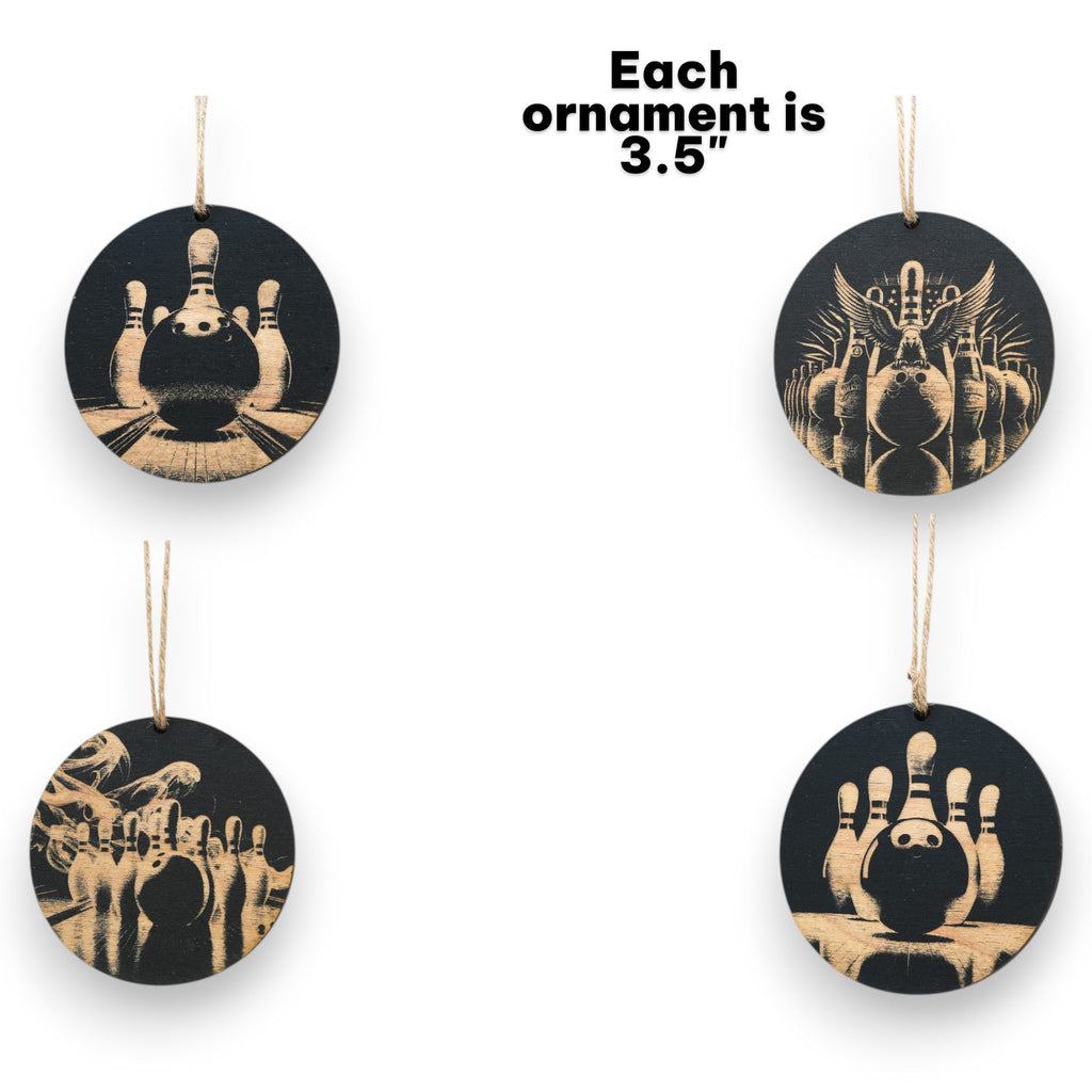 Ornament - Black - Bowling - Set of 4