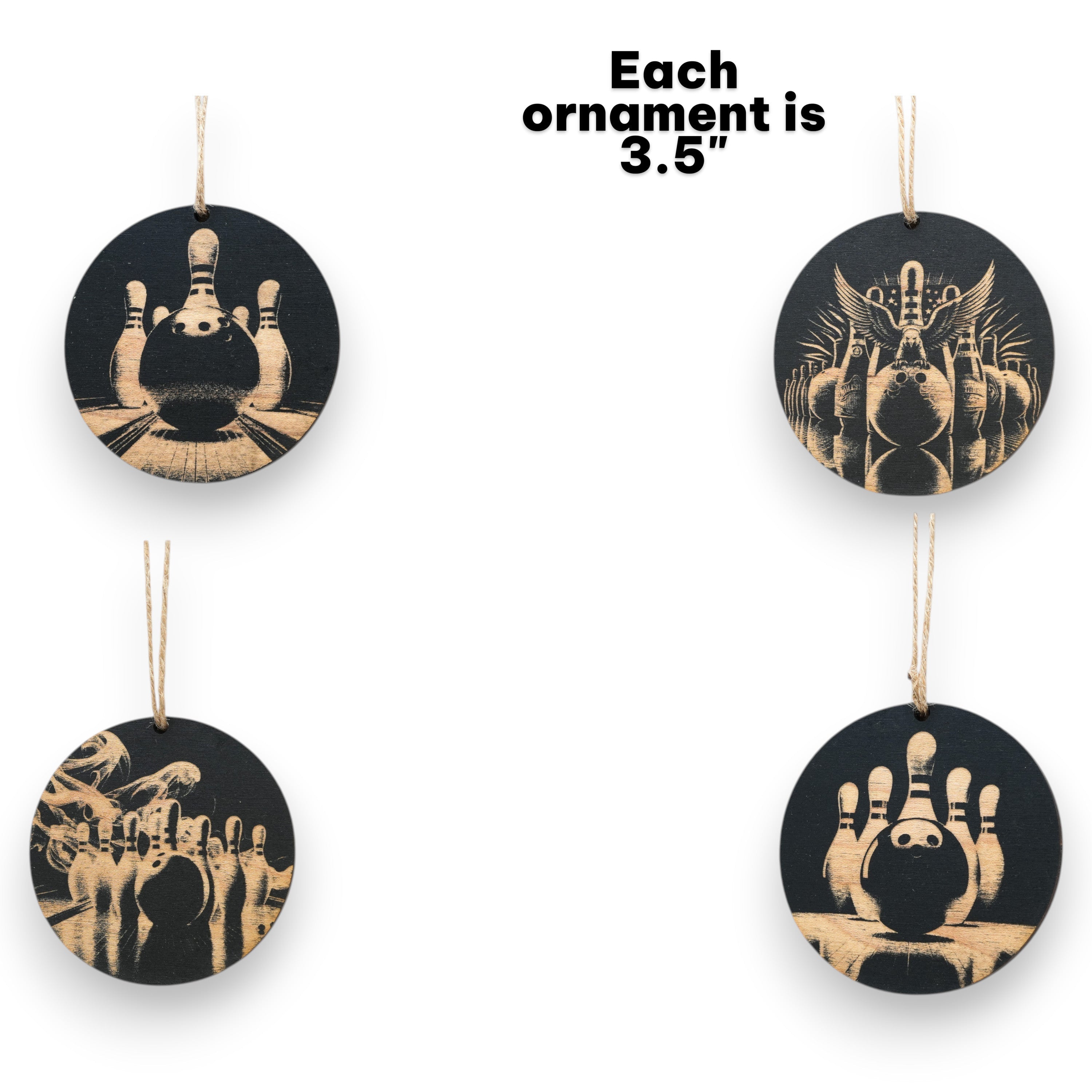 Ornament - Black - Bowling - Set of 4
