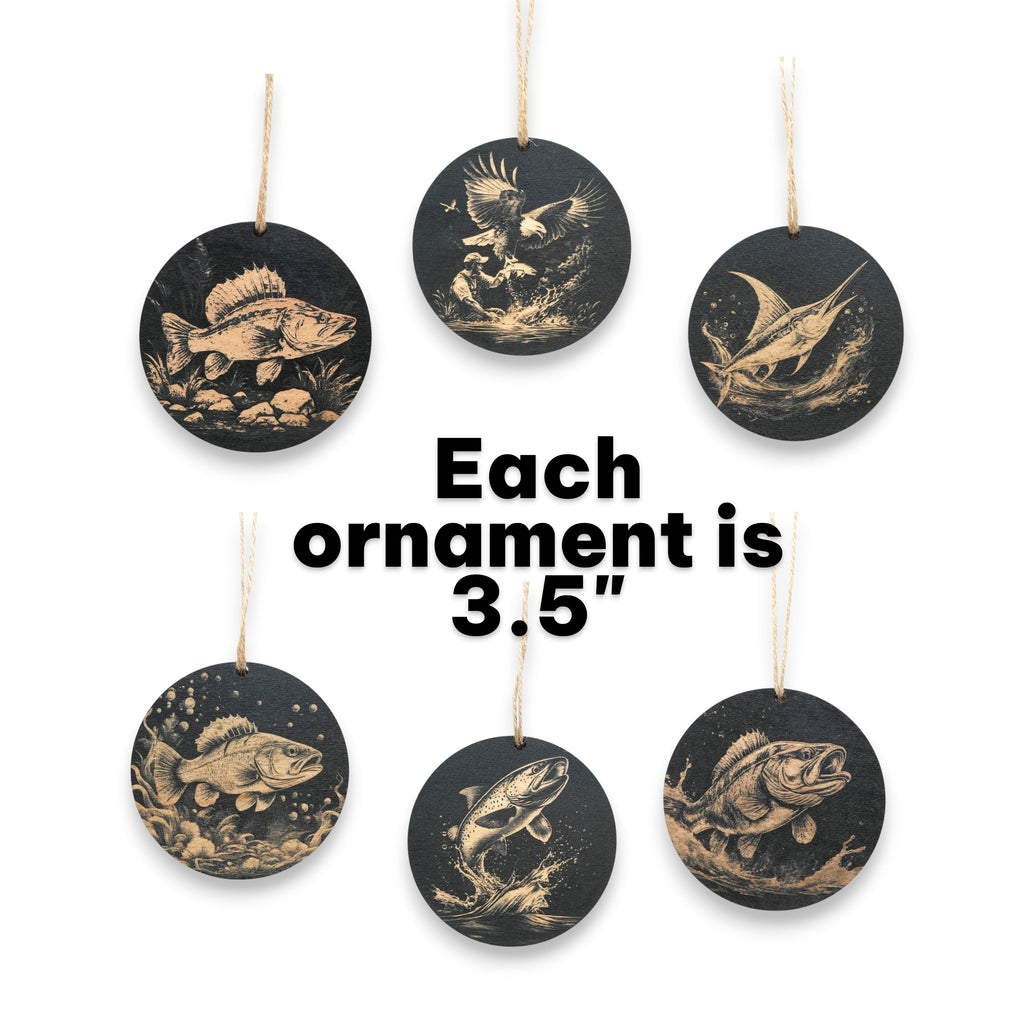 Ornament - Black - Fish - Set of 6