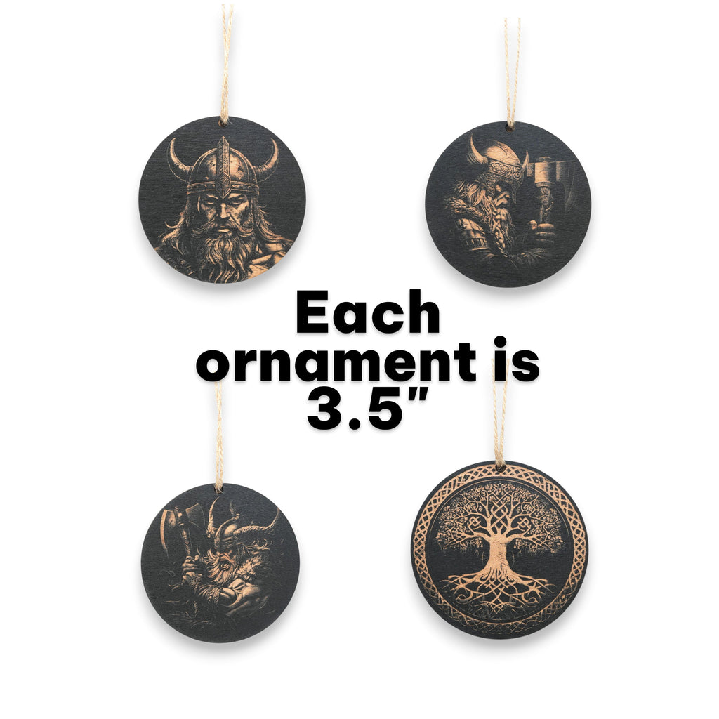 Ornament - Black - Viking - Set of 4