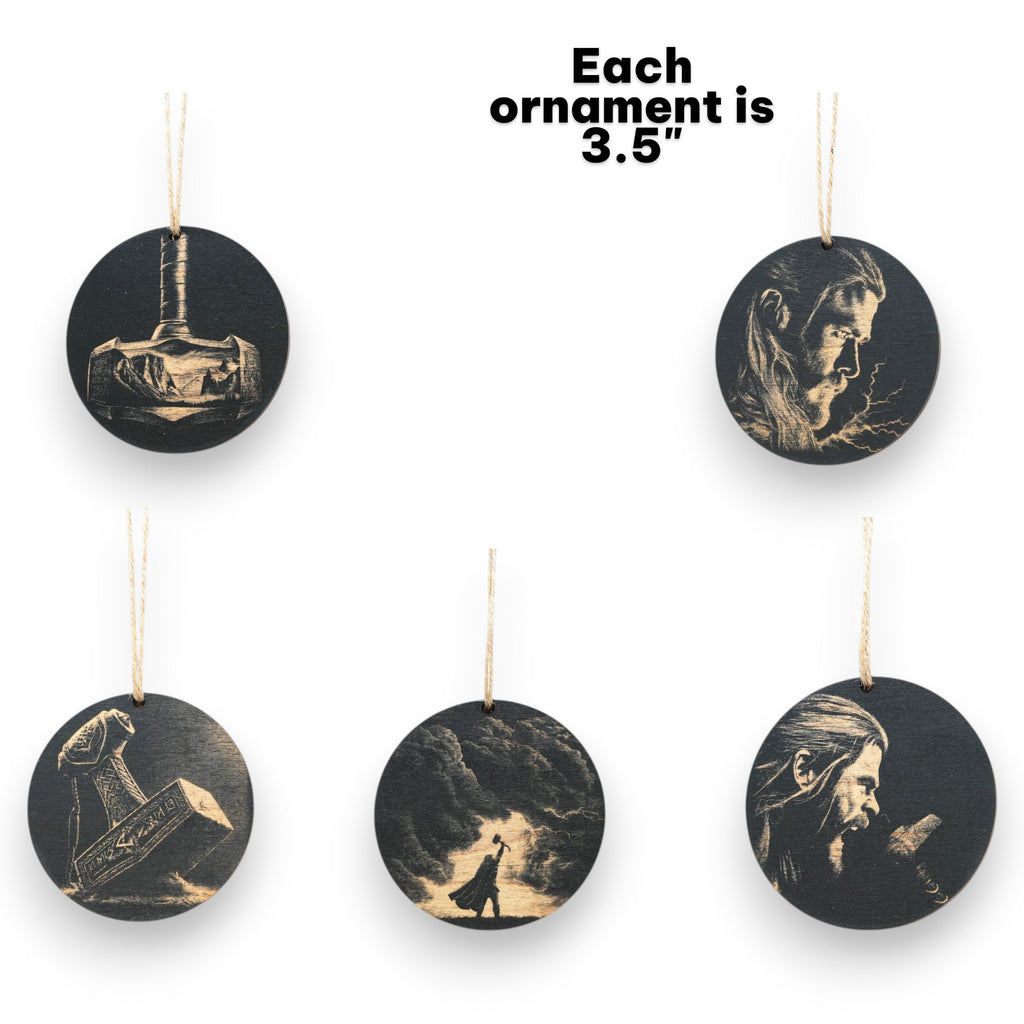 Ornament - Black - Thor - Set of 5