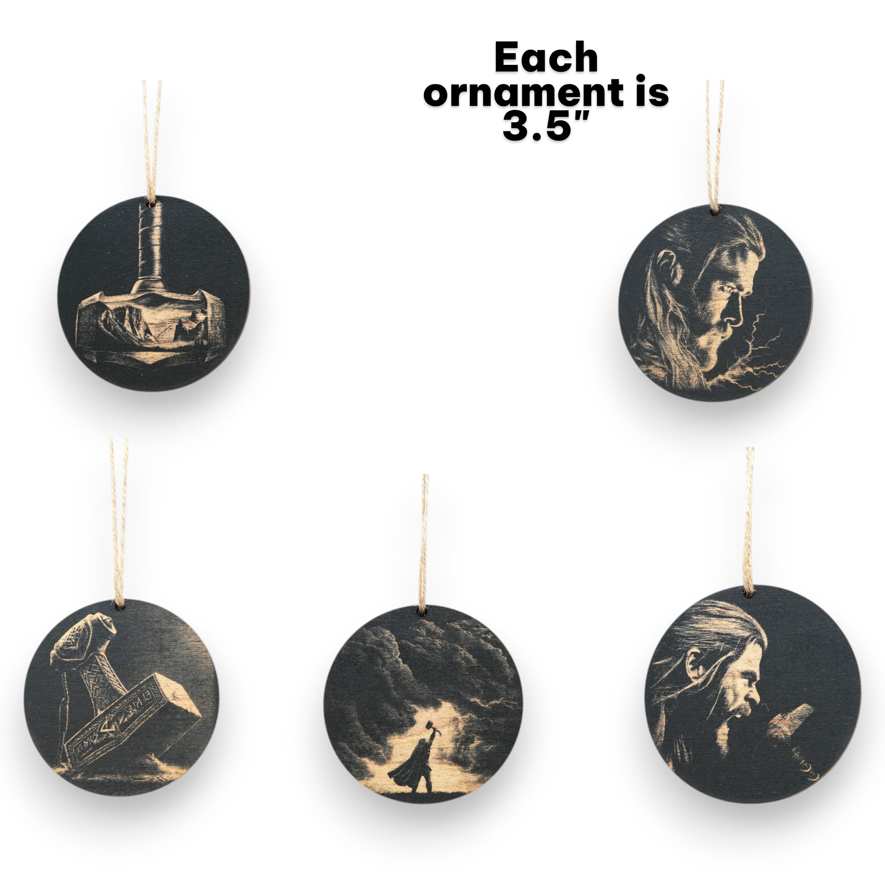 Ornament - Black - Thor - Set of 5