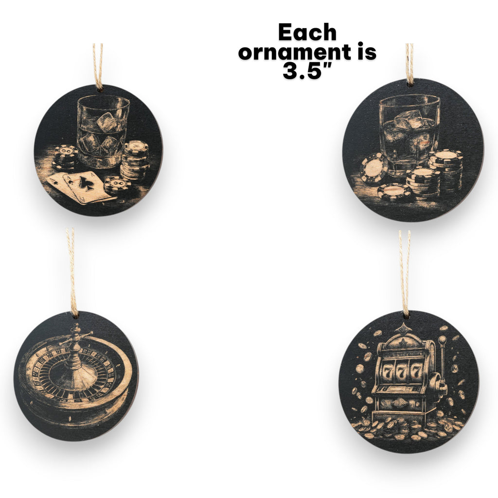 Ornament - Black - Casino Gambling - Set of 4