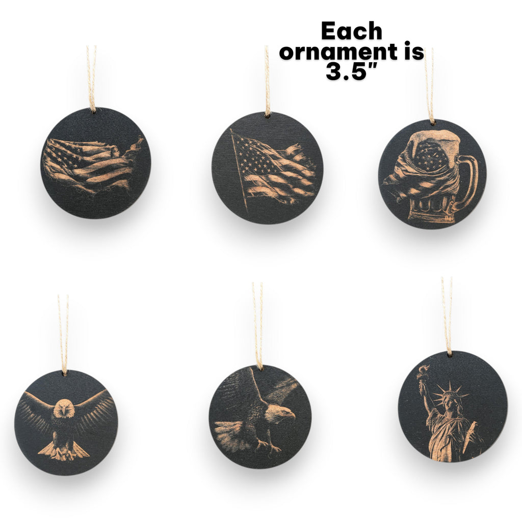 Ornament - Black - America - Set of 6