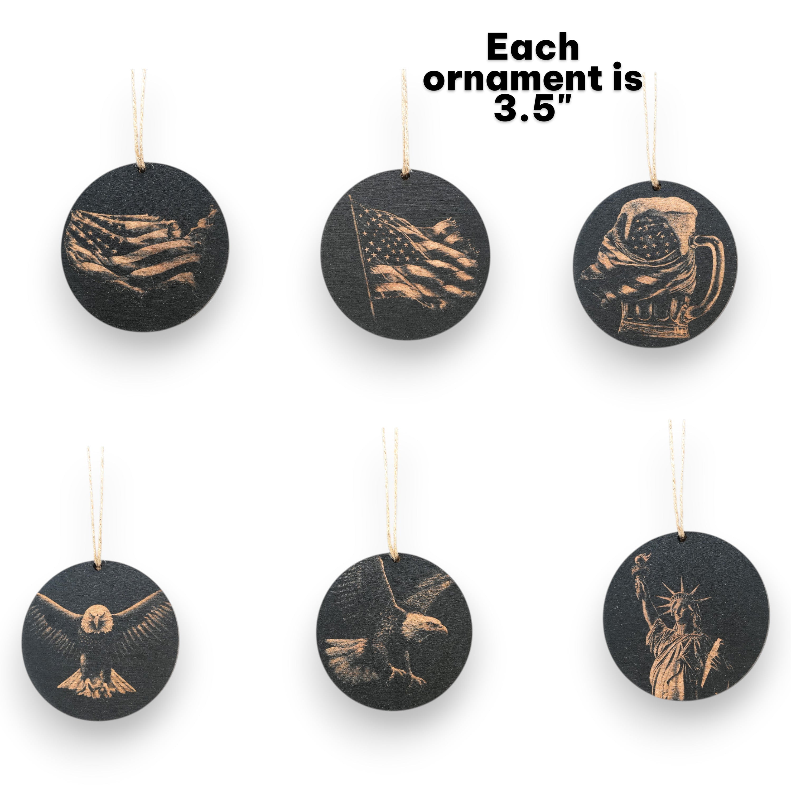 Ornament - Black - America - Set of 6