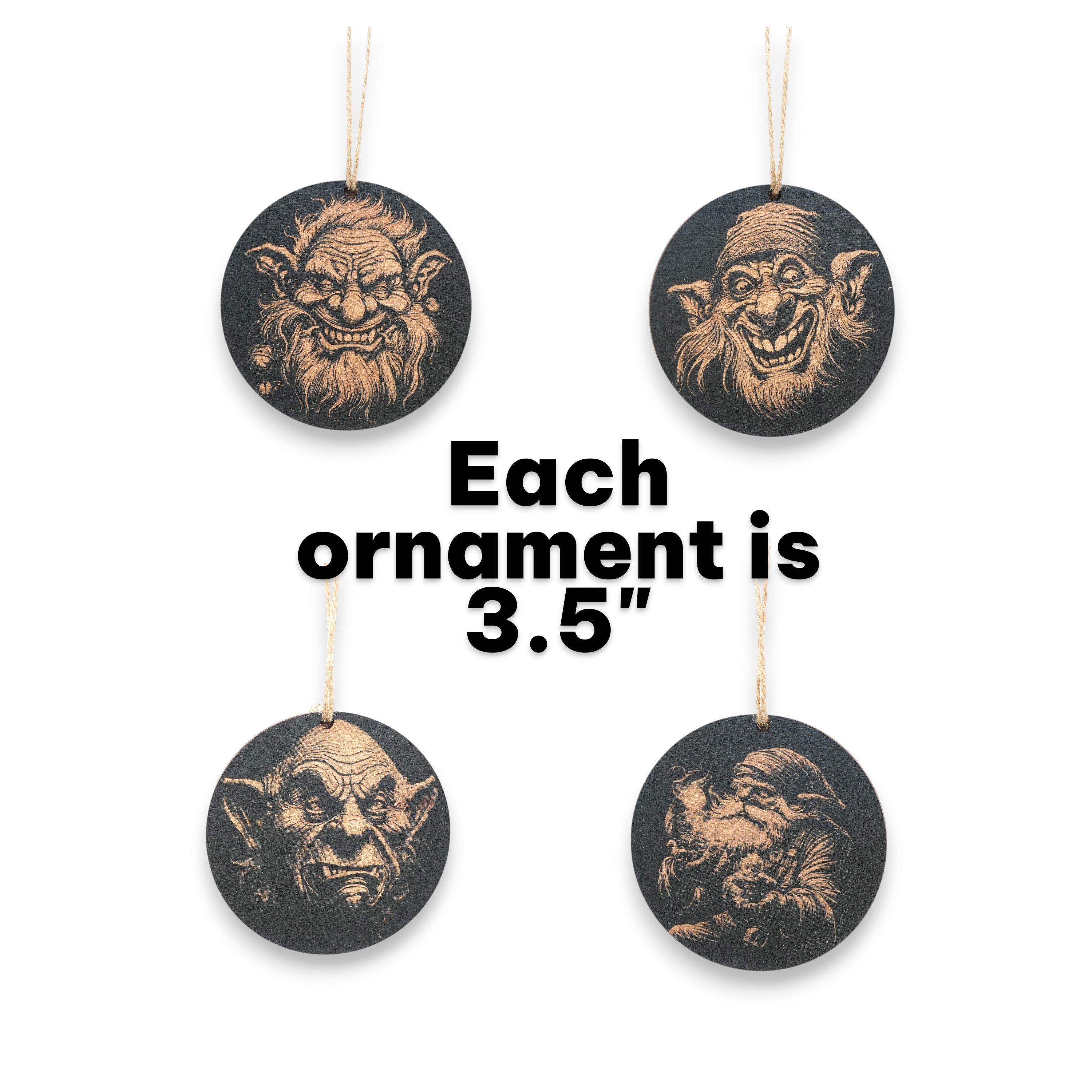 Ornament - Black - Gnomes - Set of 4