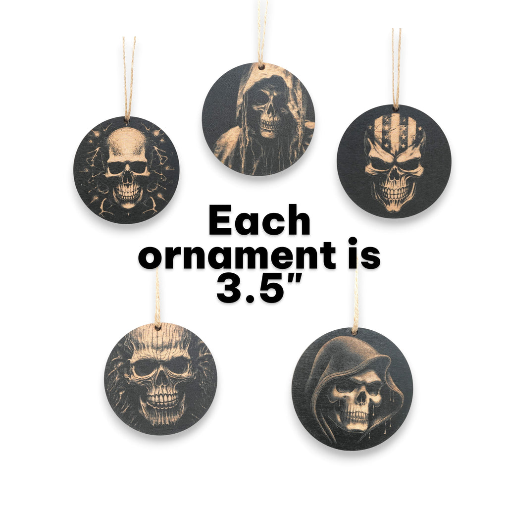Ornament - Black - Skulls - Set of 5
