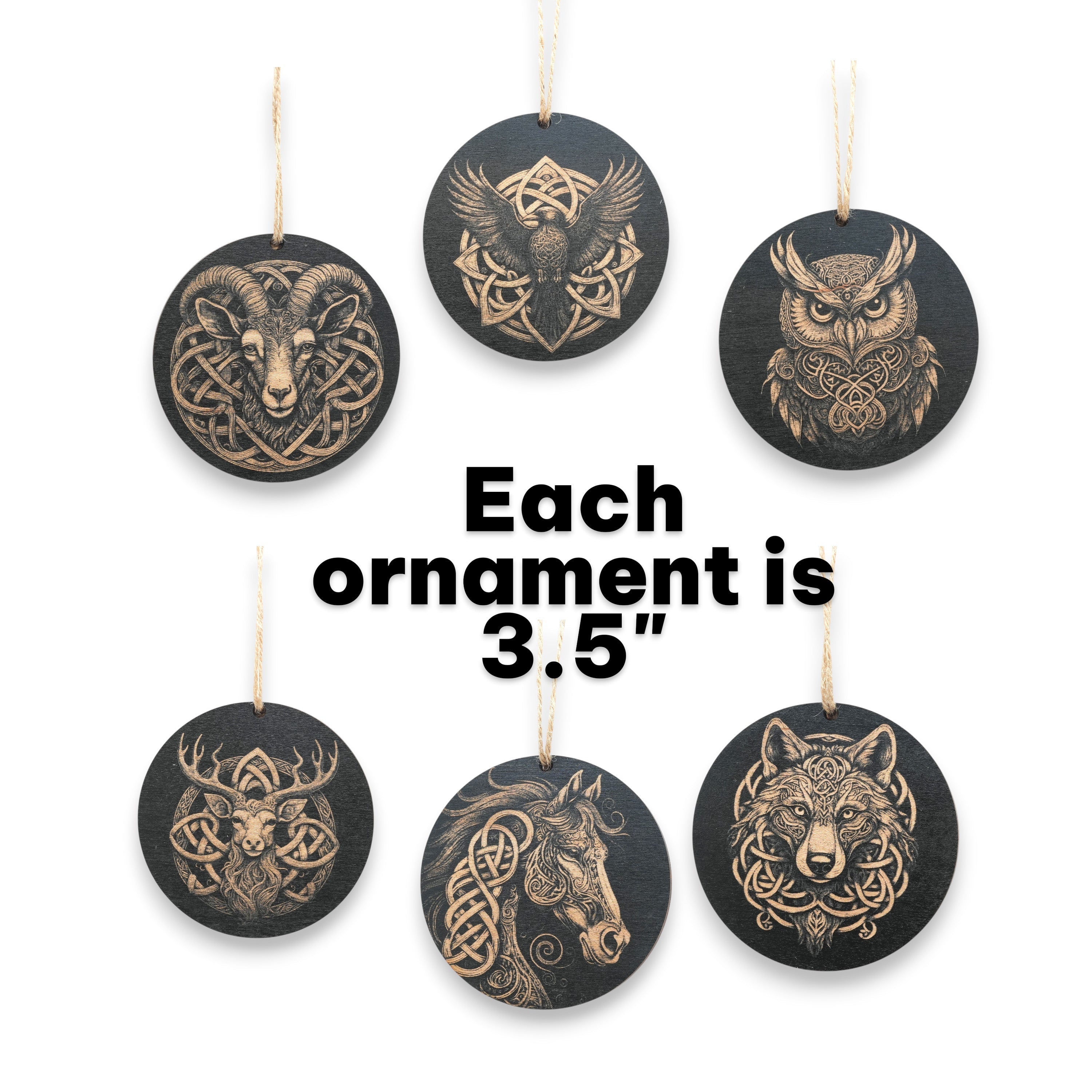 Ornament - Black - Celtic Animals - Set of 6