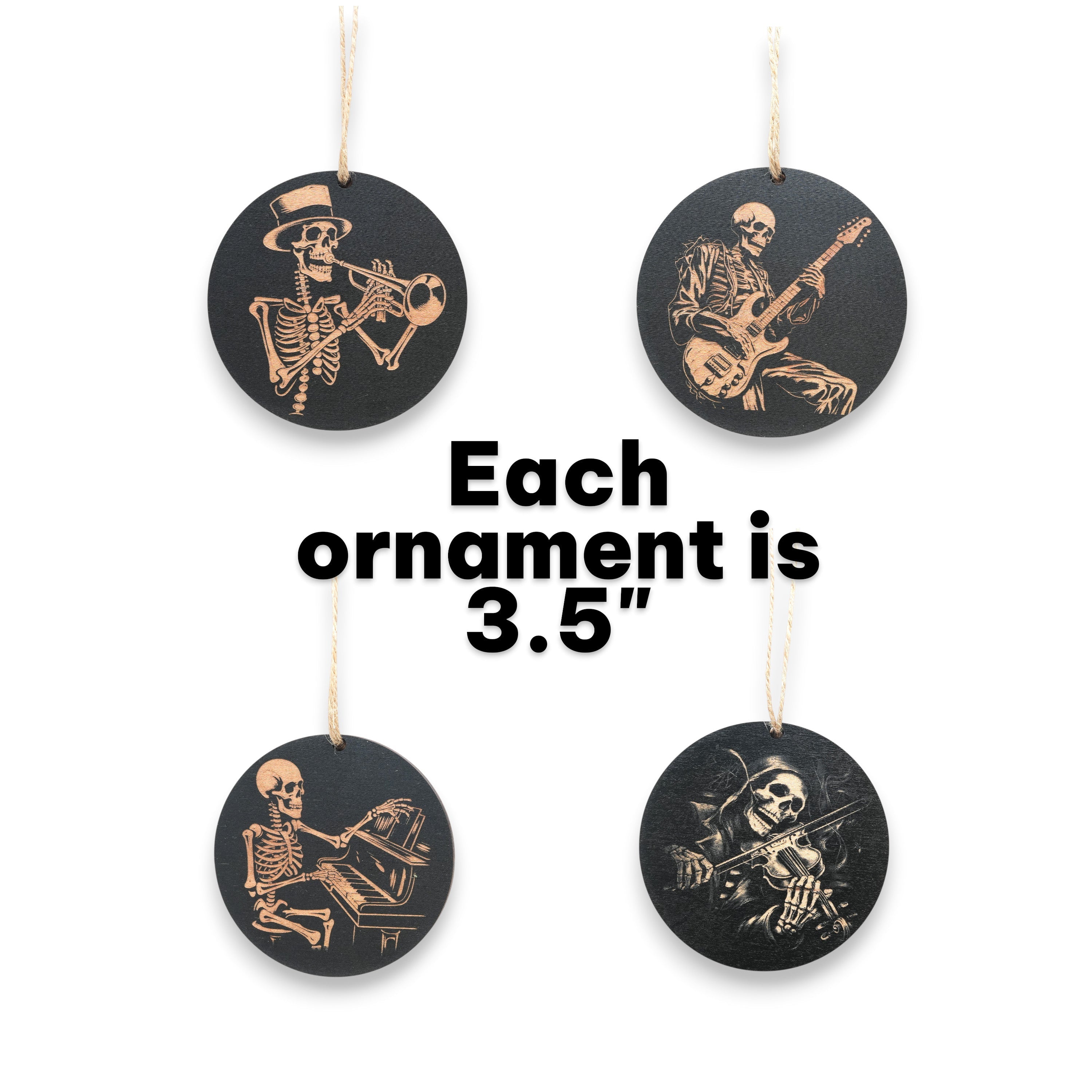 Ornament - Black - Musical Skeletons - Set of 4