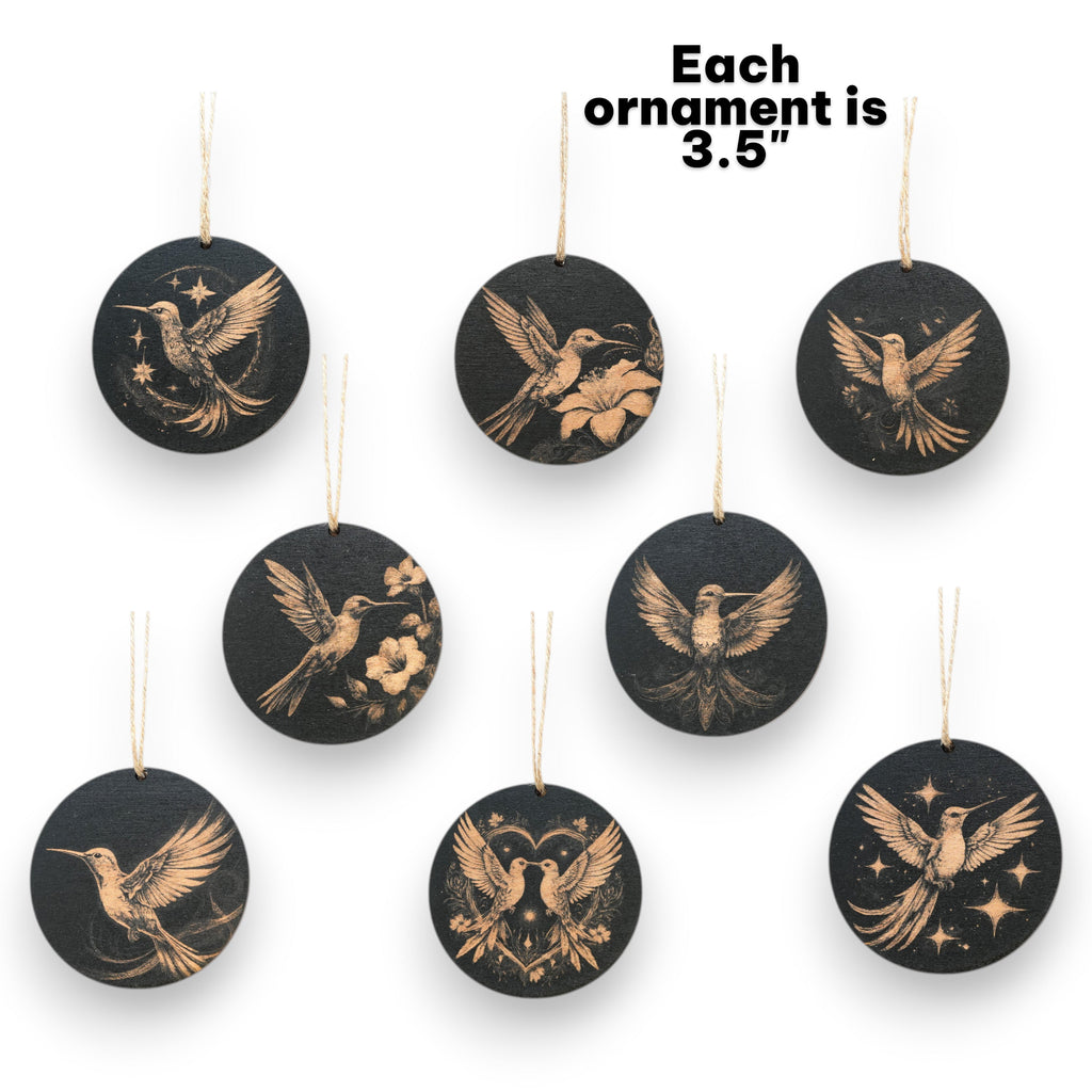 Ornament - Black - Hummingbirds - Set of 8