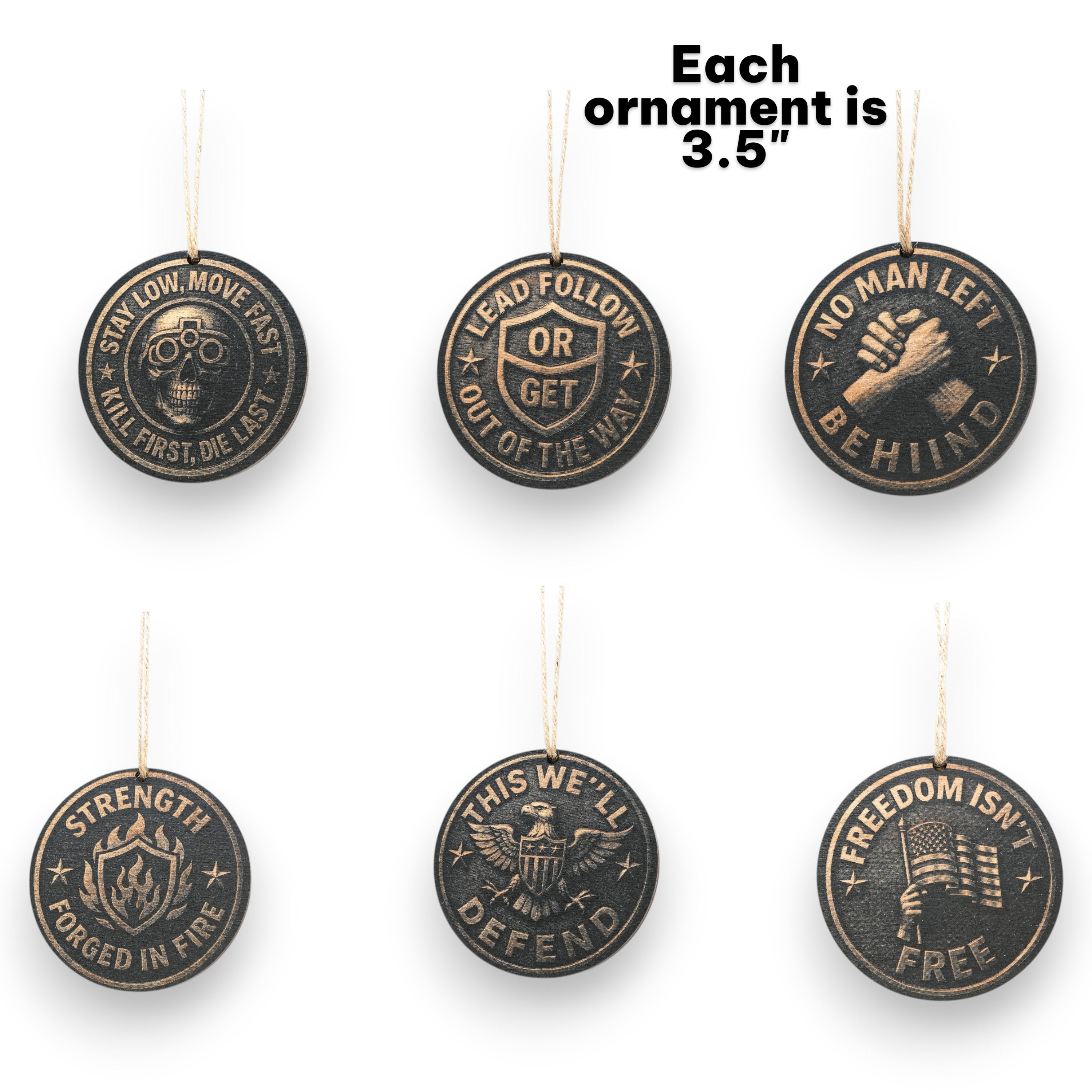 Ornament - Black - Warfighter - Set of 6