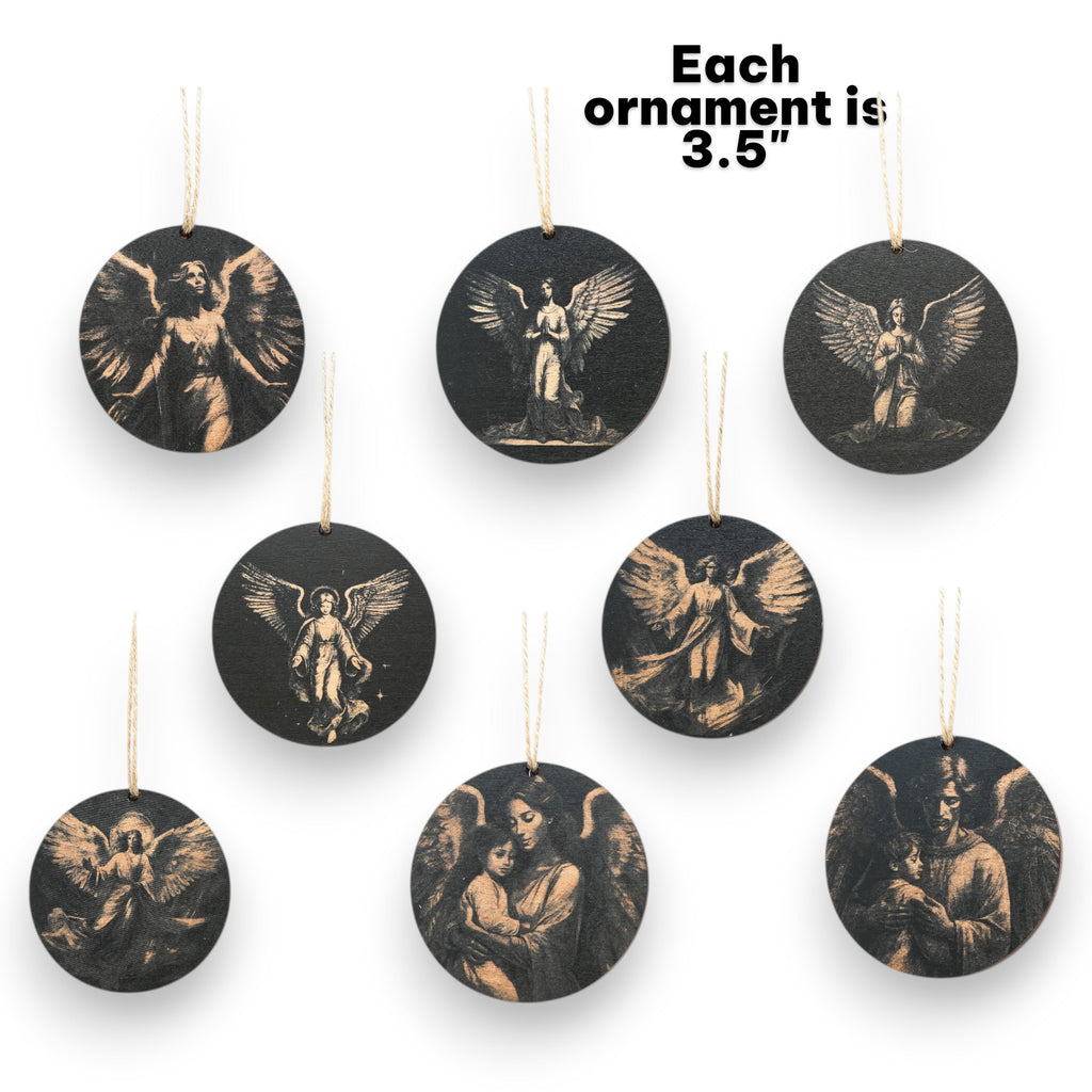 Ornament - Black - Angels - Set of 8