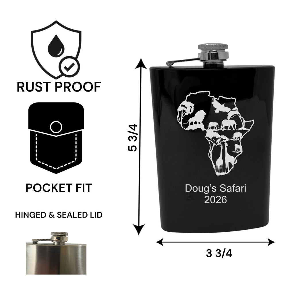 8oz Flask - African Scene PERSONALIZED