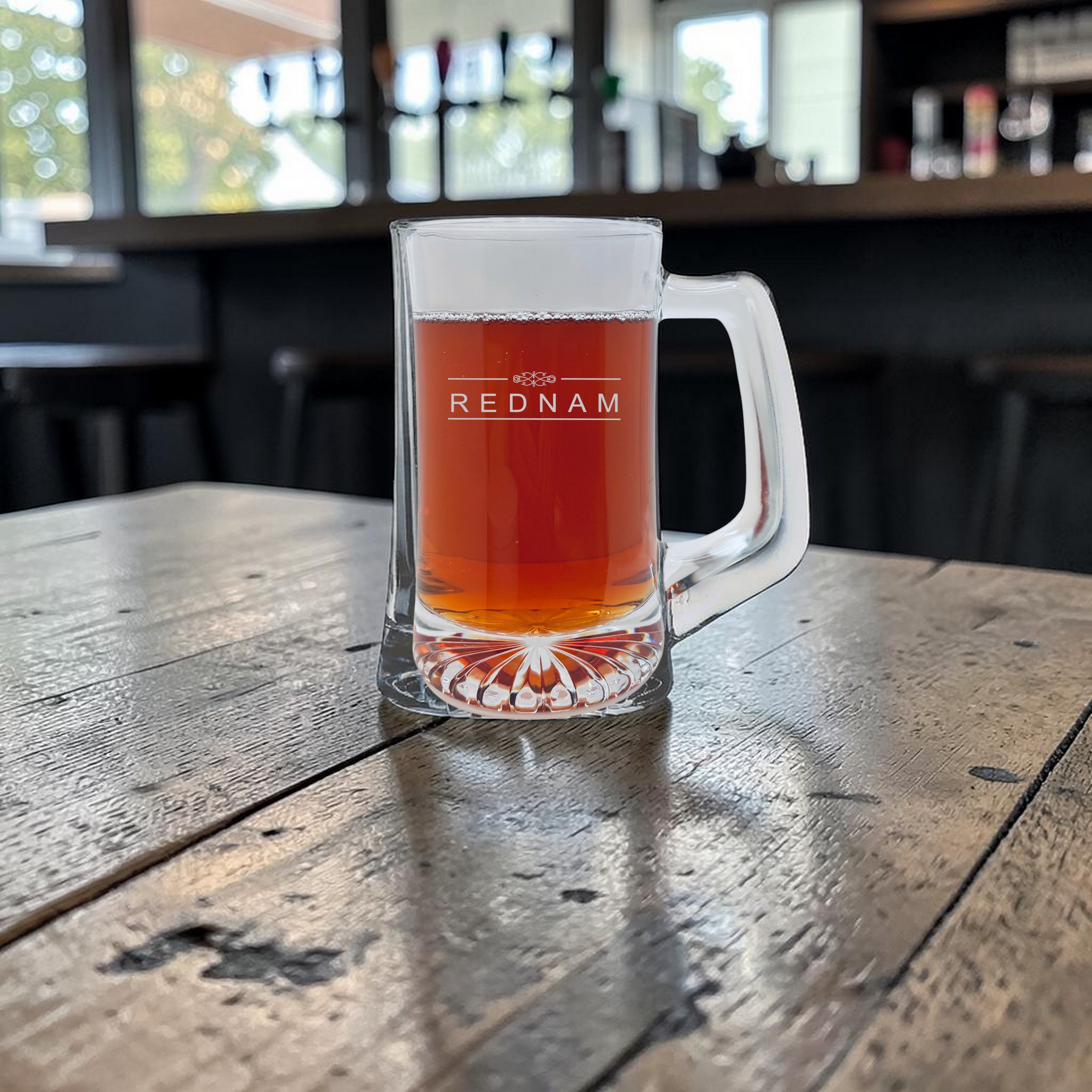 Personalized - 10oz Rocks glass and 25oz Beer mug with handle