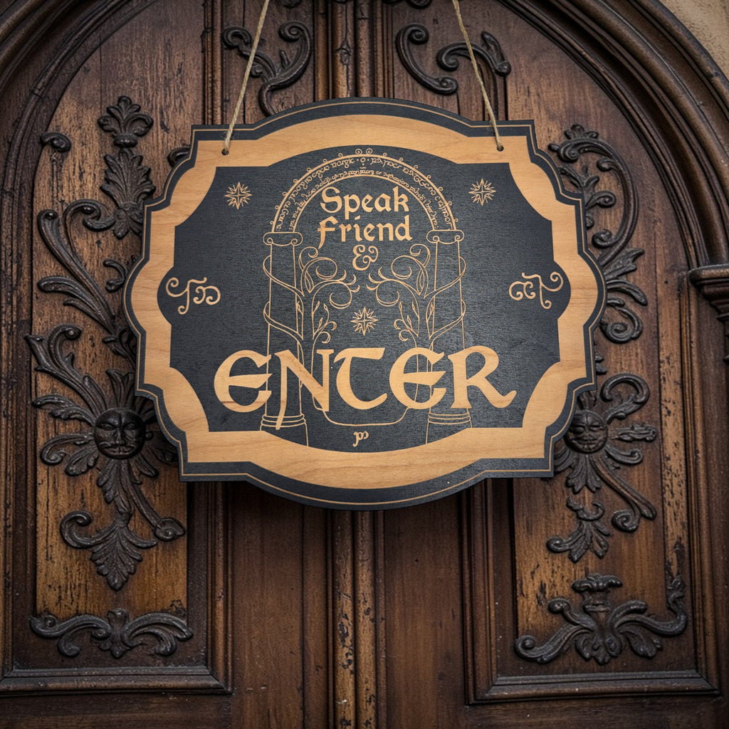 Sign - Speak friend and enter _ You shall not pass double sided sign - Black Door Sign 6x9