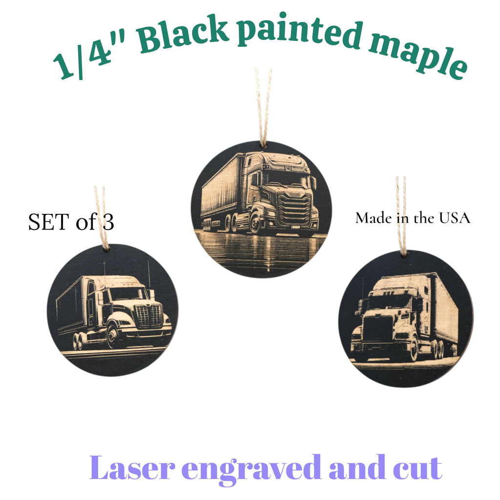 Ornament - Black - Bigrig - Set of 3