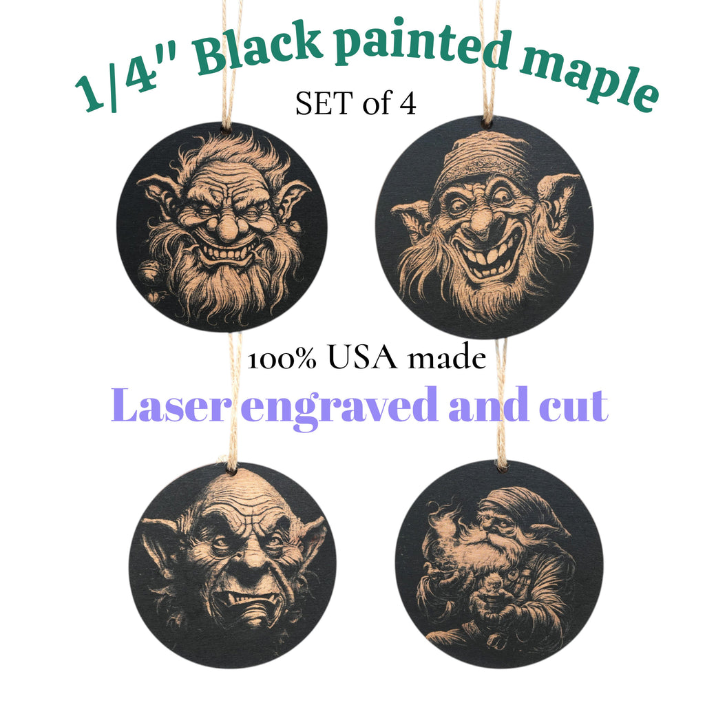 Ornament - Black - Gnomes - Set of 4