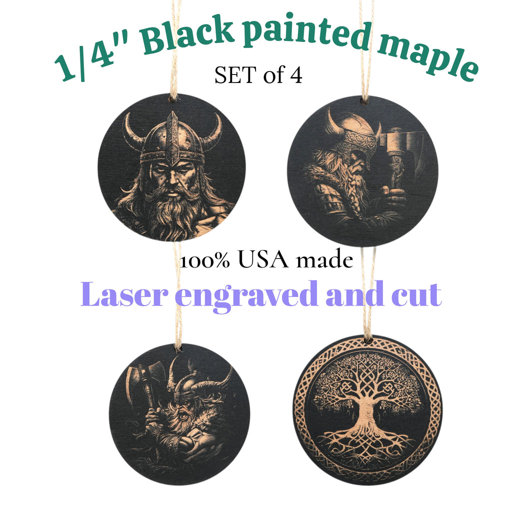Ornament - Black - Viking - Set of 4