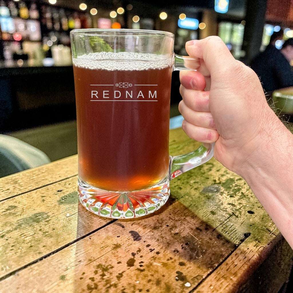 Personalized - 10oz Rocks glass and 25oz Beer mug with handle