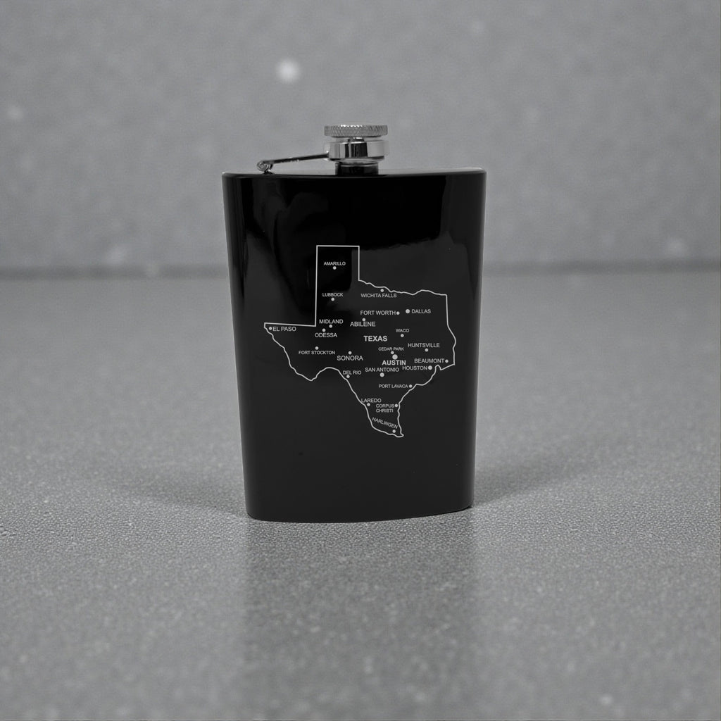 8oz Flask - Texas with Cities