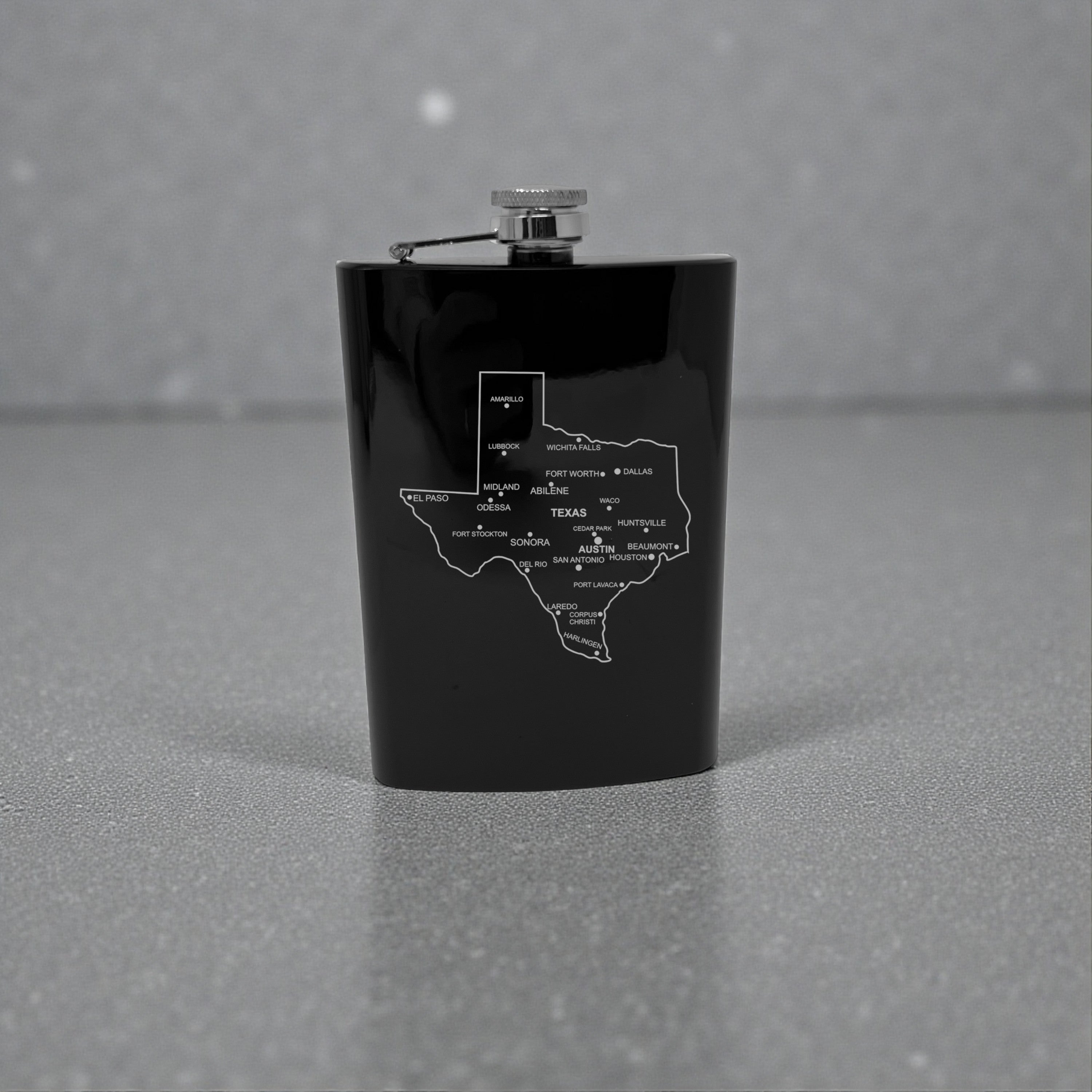 8oz Flask - Texas with Cities