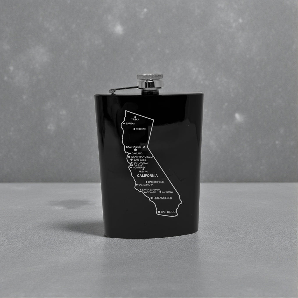 8oz Flask - California with Cities