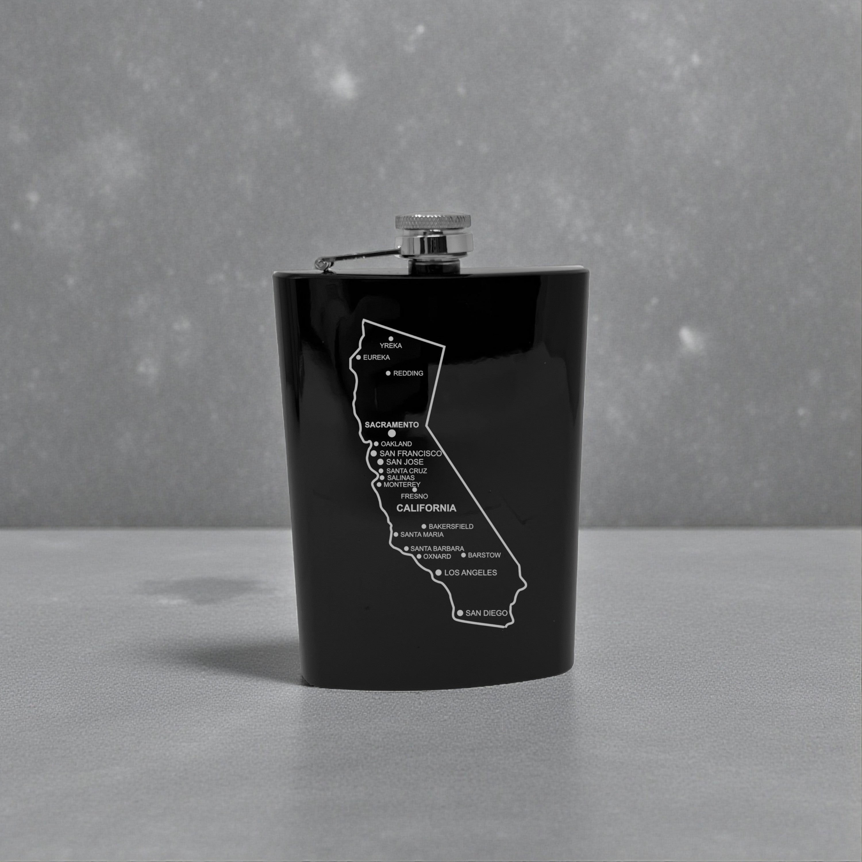8oz Flask - California with Cities