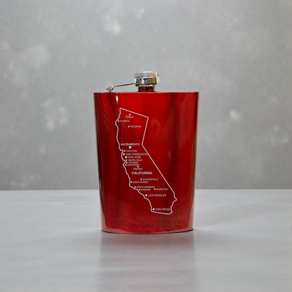8oz Flask - California with Cities