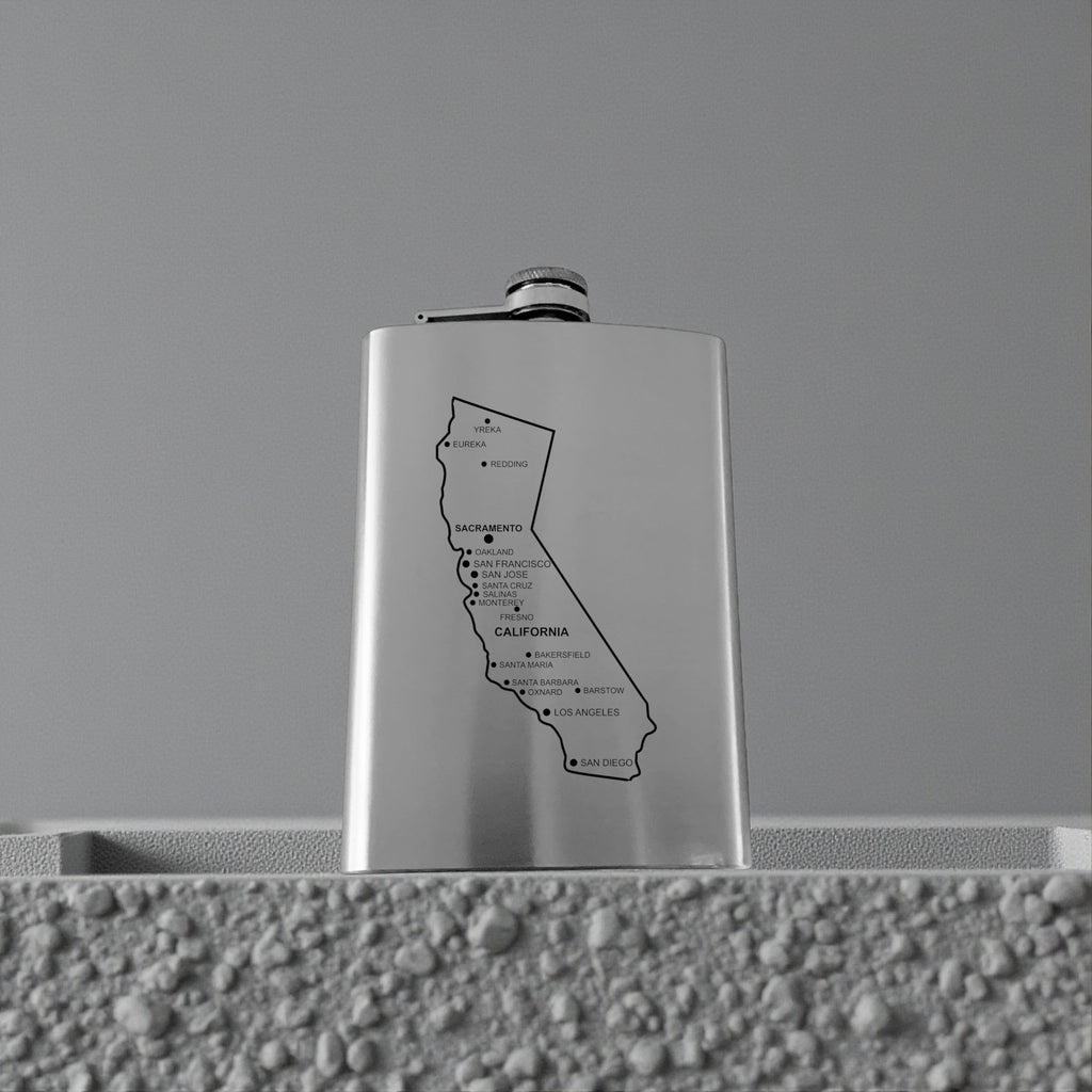 8oz Flask - California with Cities