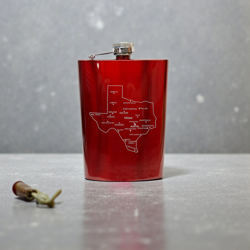8oz Flask - Texas with Cities