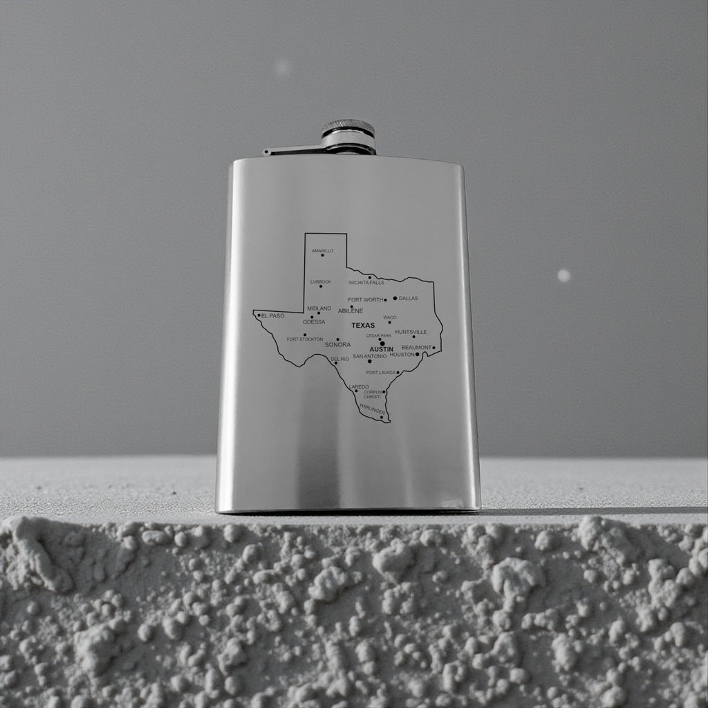 8oz Flask - Texas with Cities