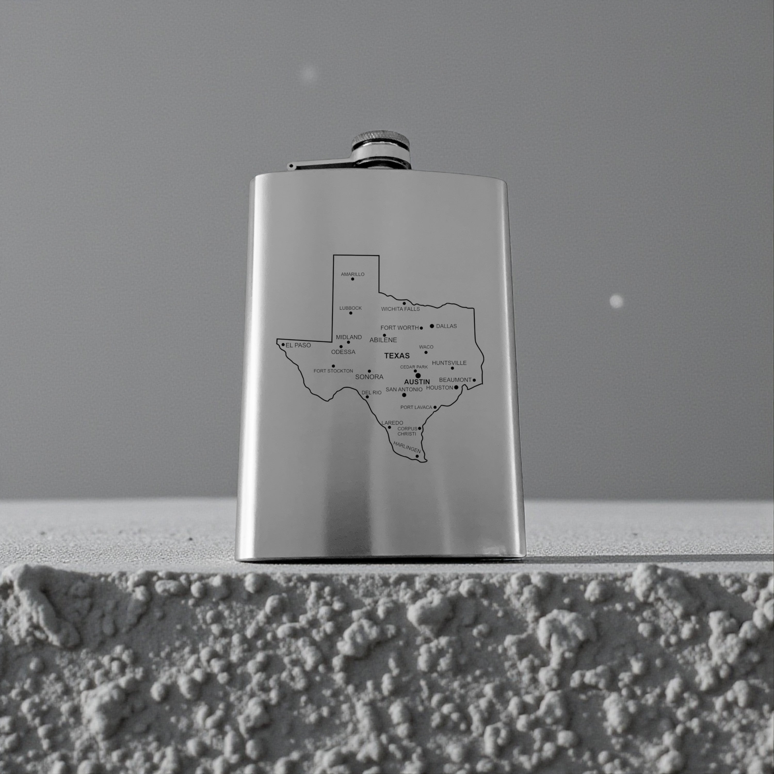 8oz Flask - Texas with Cities
